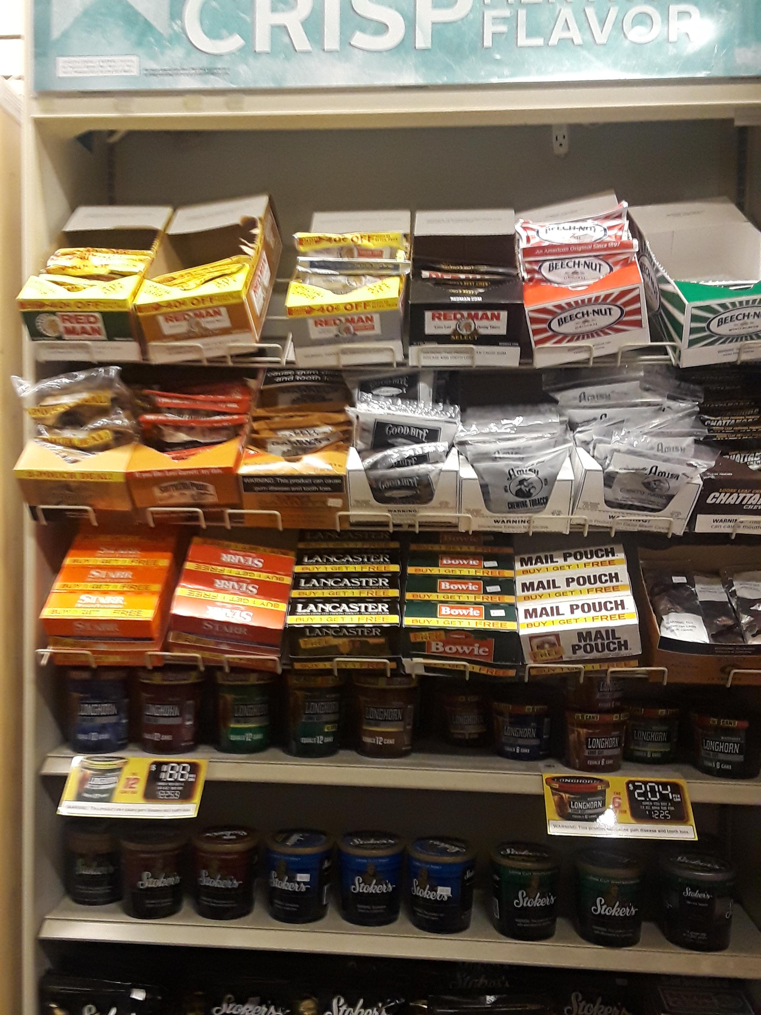 Great selection of chewing tobacco I found in a smoke shop in small