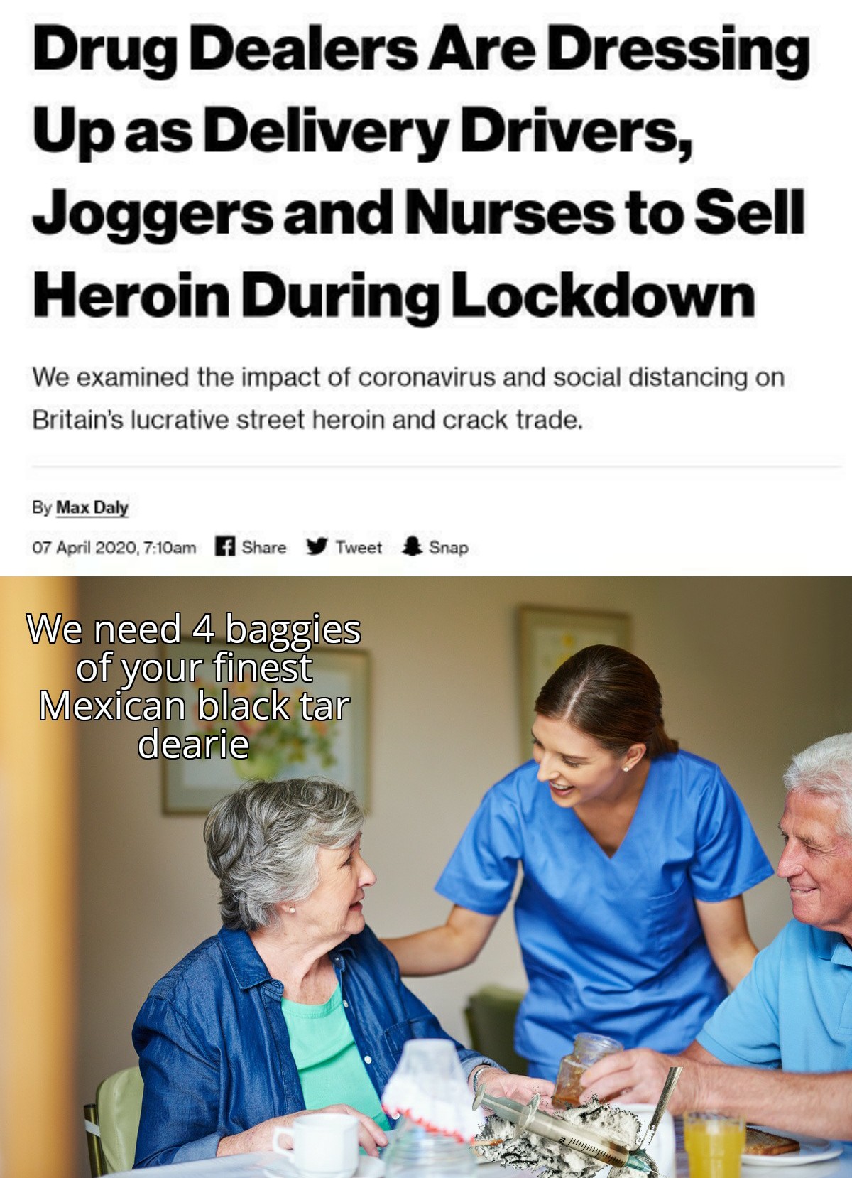 Improvise. Adapt. Get that nose candy. r/memes