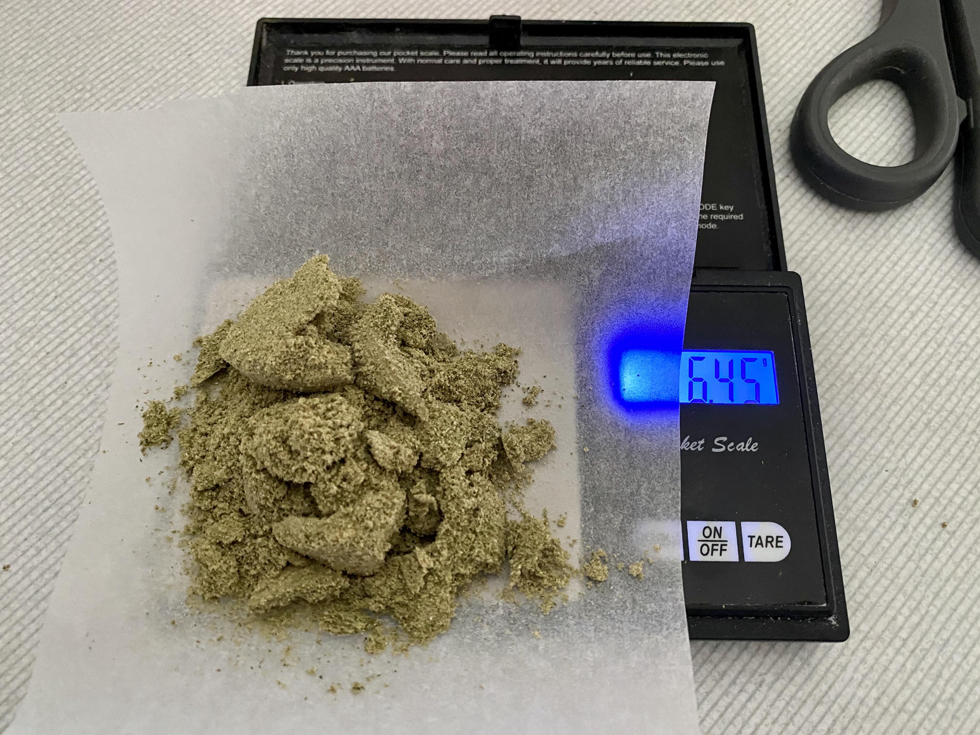 Almost 6.5g of kief collected from an ounce r/420