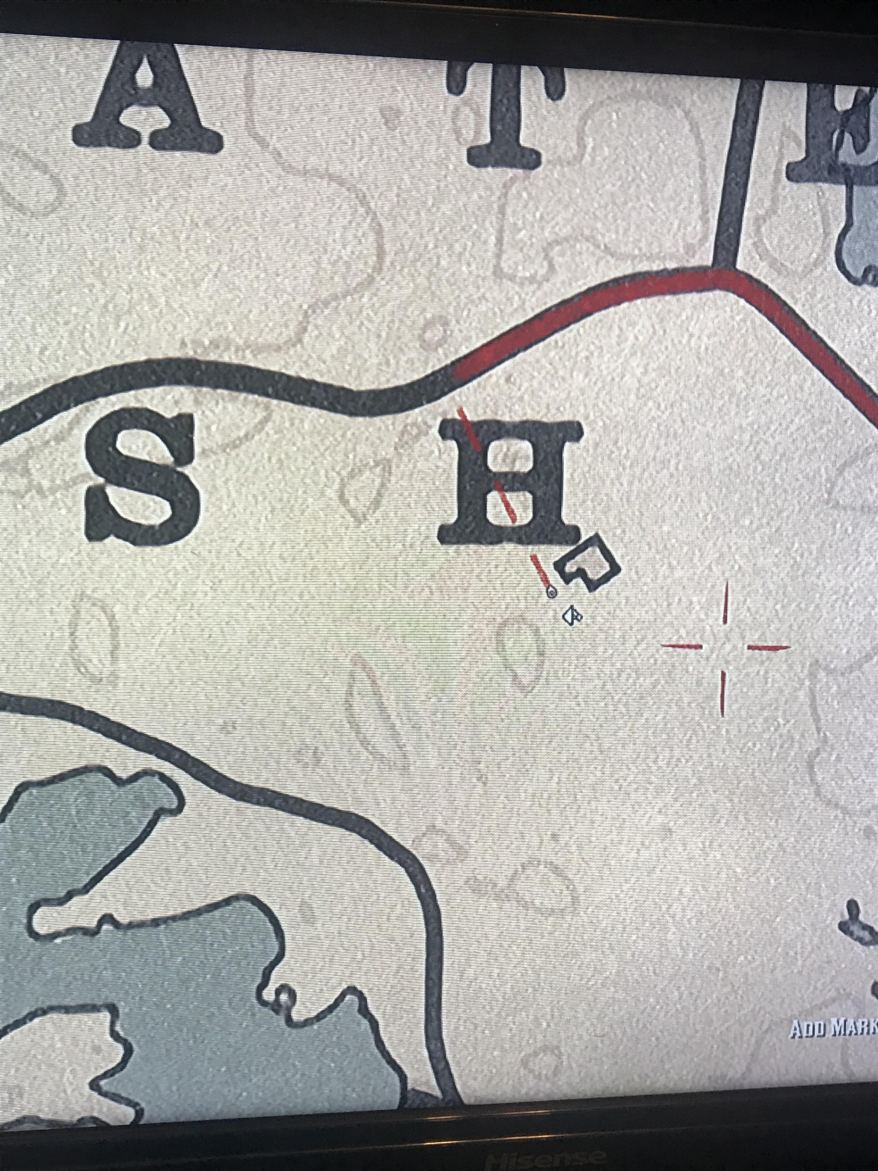 Cardinal flower behind the shack, coin under it, and page of cups in outhouse behind it. r