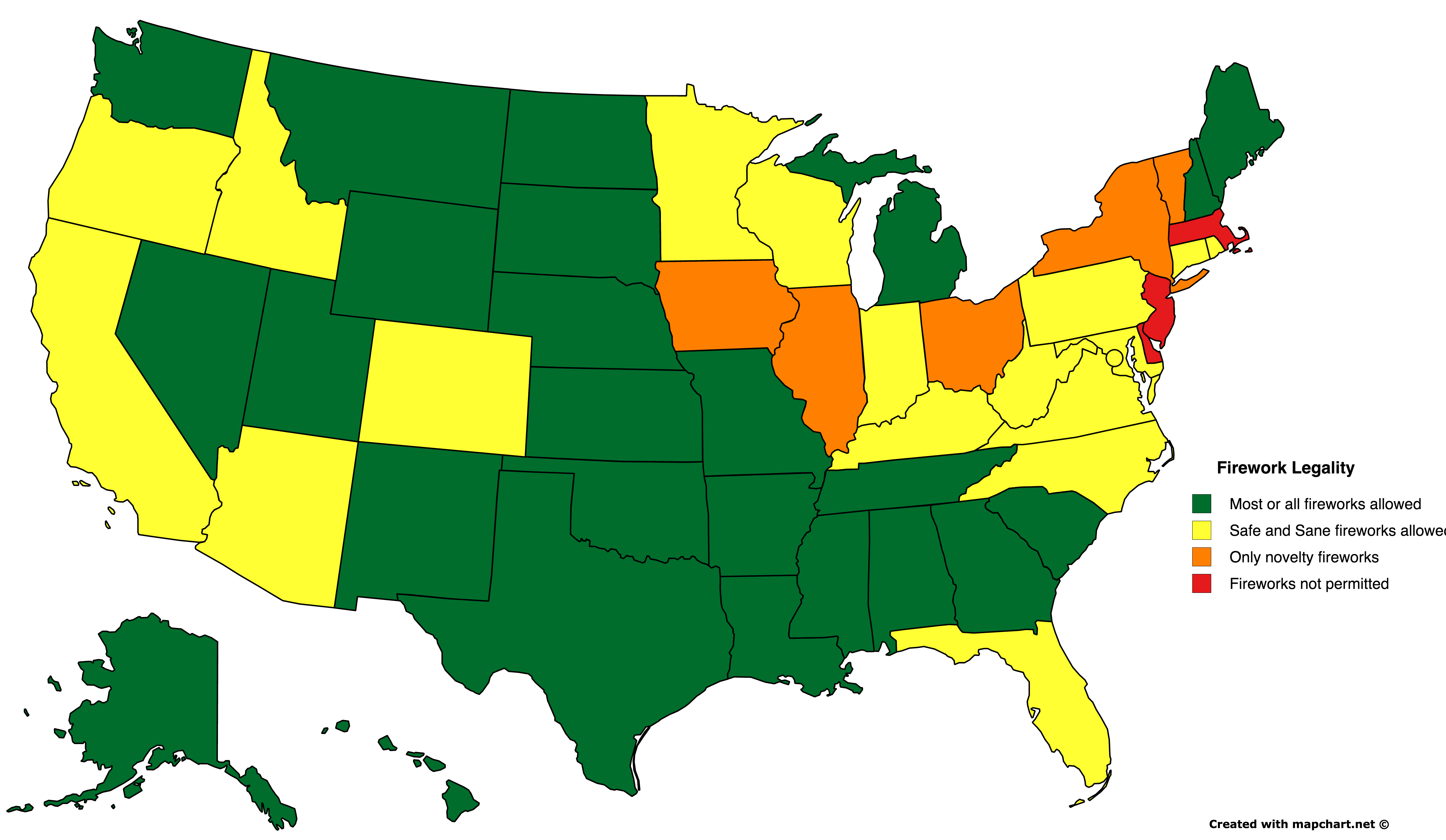 Firework Legality by State [4730×2750] [OC] r/MapPorn