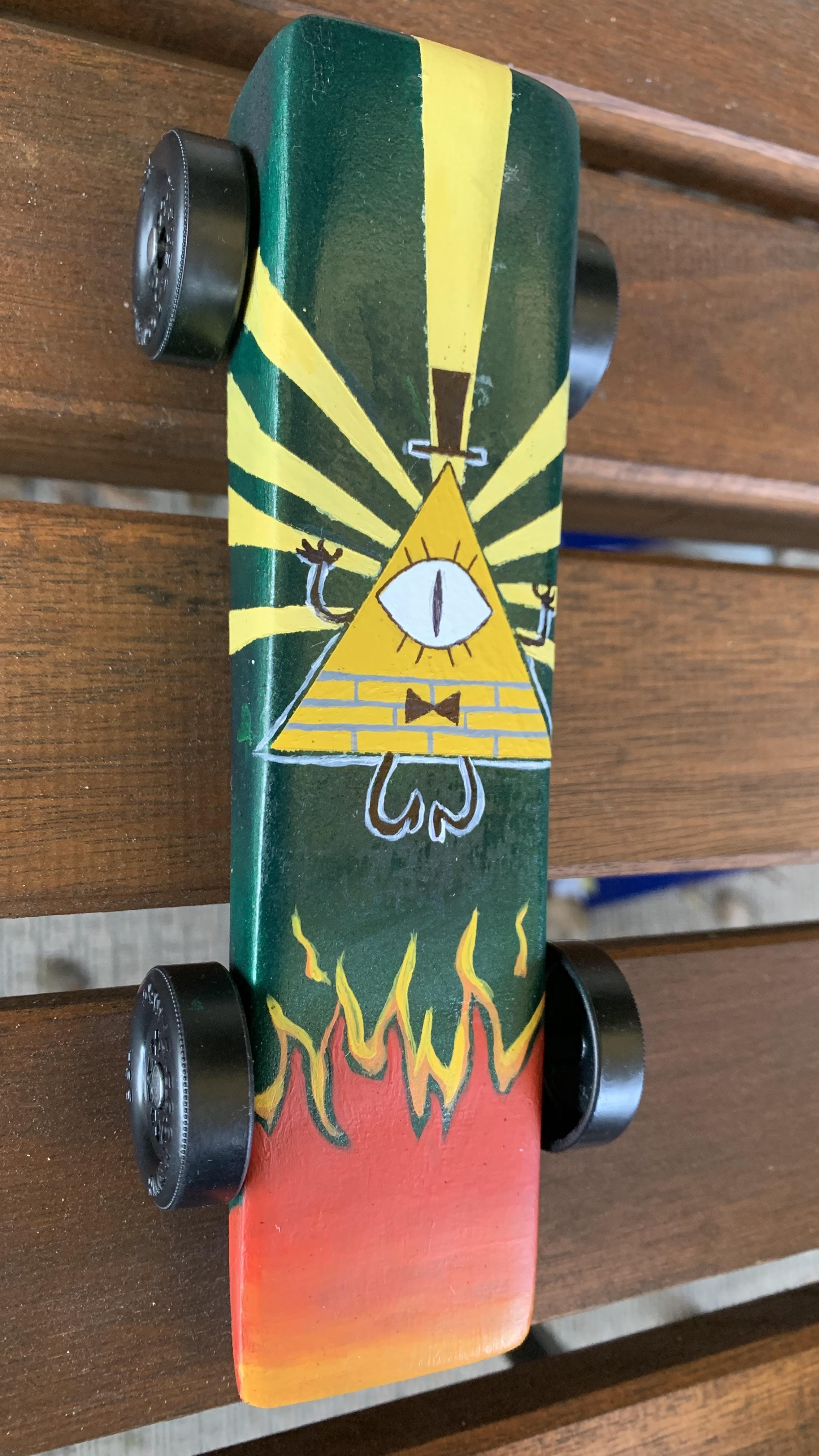 My son’s Bill Cipher pinewood derby car r/gravityfalls