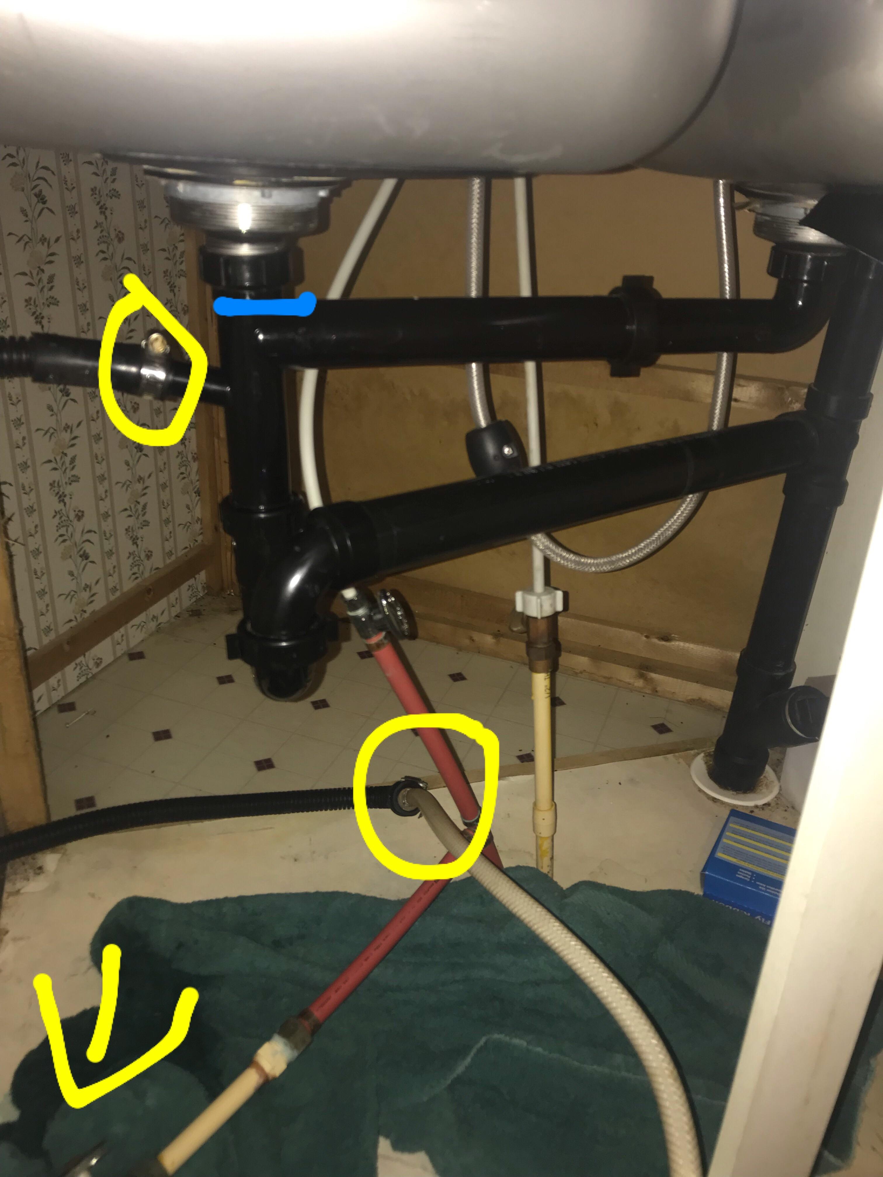 Yellow marks are bandaid solutions from getting rid of the dishwasher