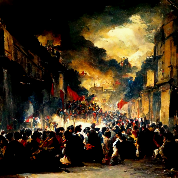 French Revolution in the style of Eugène Delacroix, Oil Painting midjourney