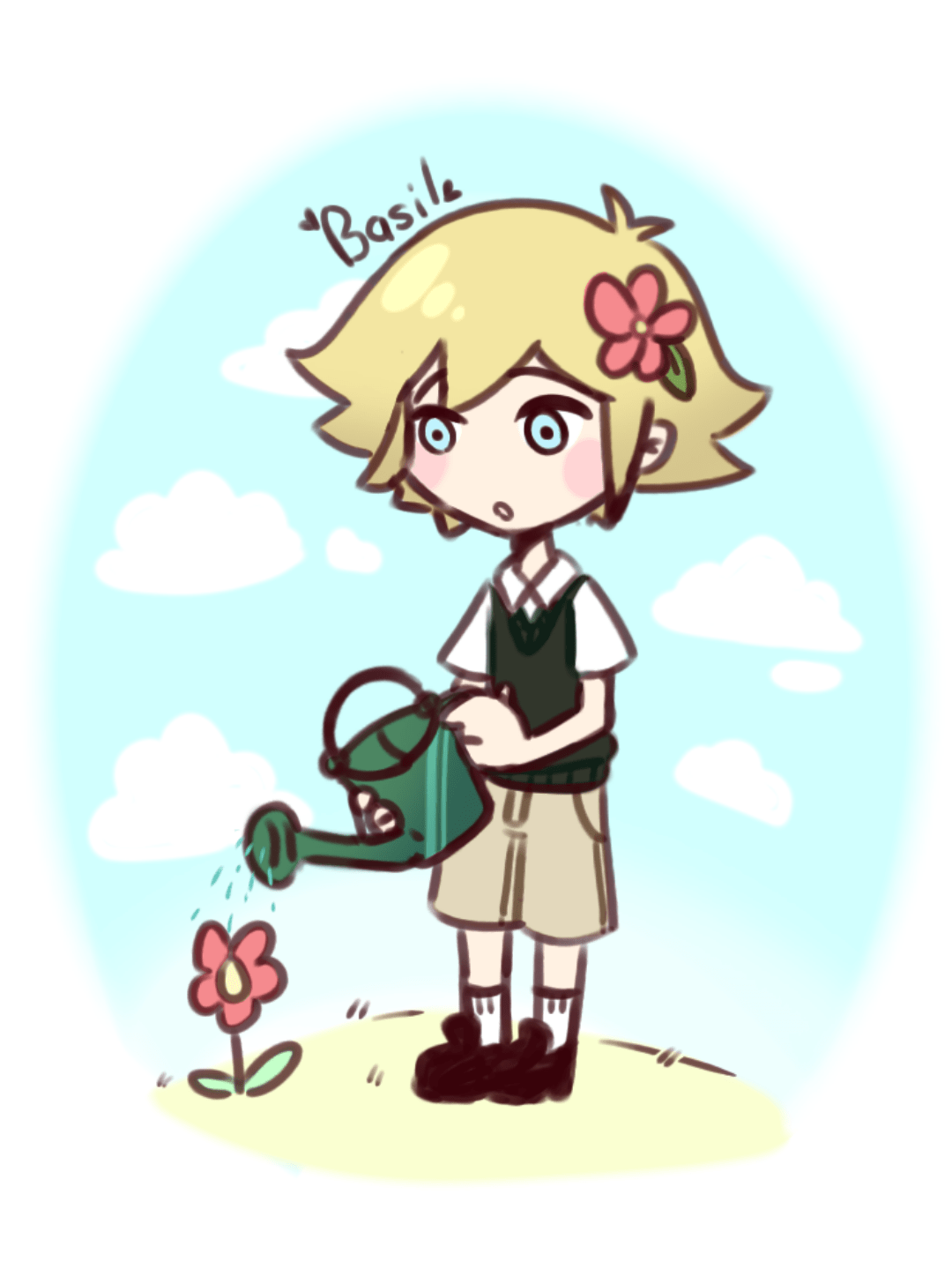 Basil Watering a Flower Ö (OC) r/OMORI