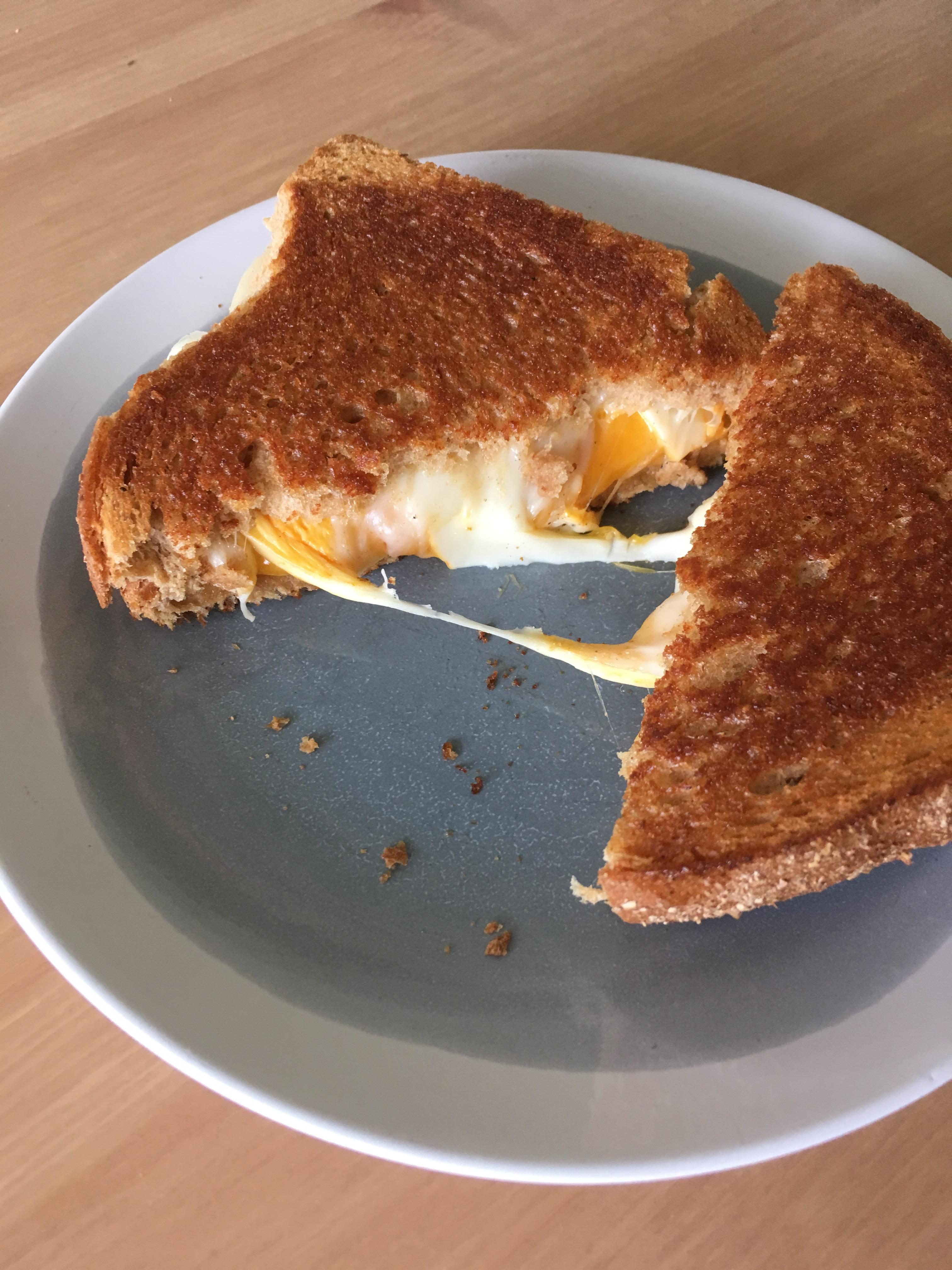Smoked Muenster, provolone, and cheddar Grilled Cheese Chirps