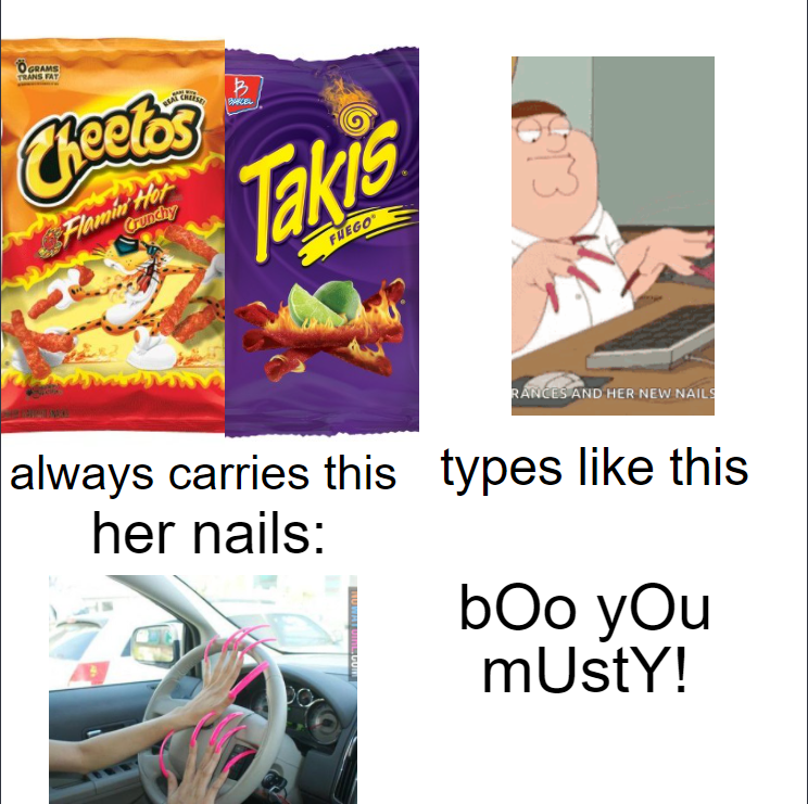 The hot Cheeto girl at school starter pack. r/starterpacks