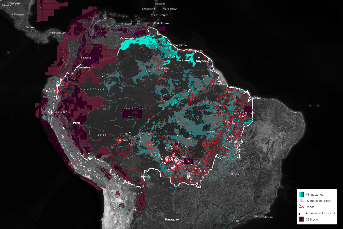 Mining and Oil zones in Amazon Rainforest r/MapPorn