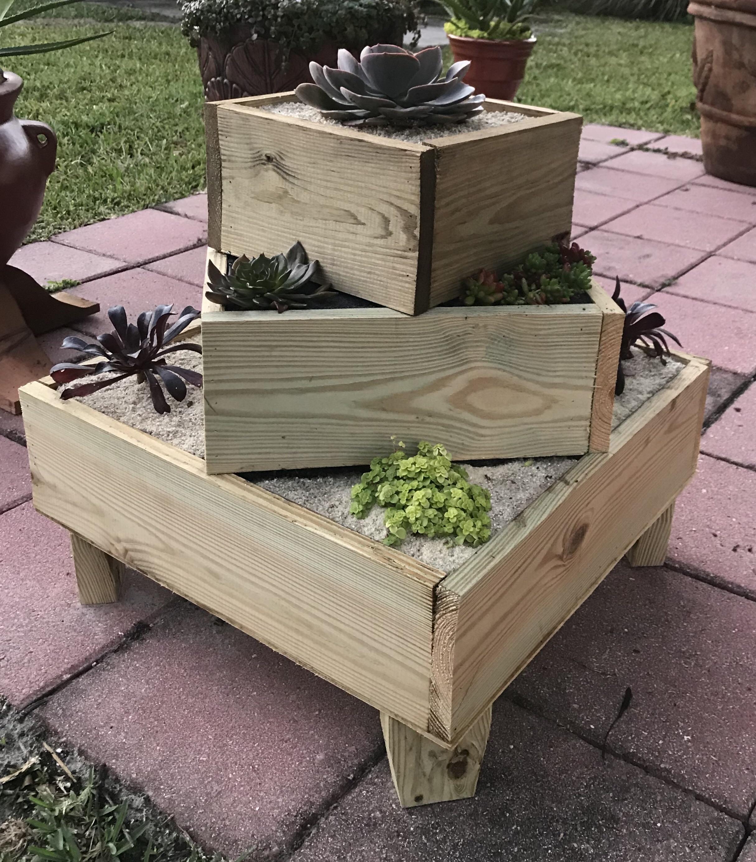 Cool homemade planter different angle succulents