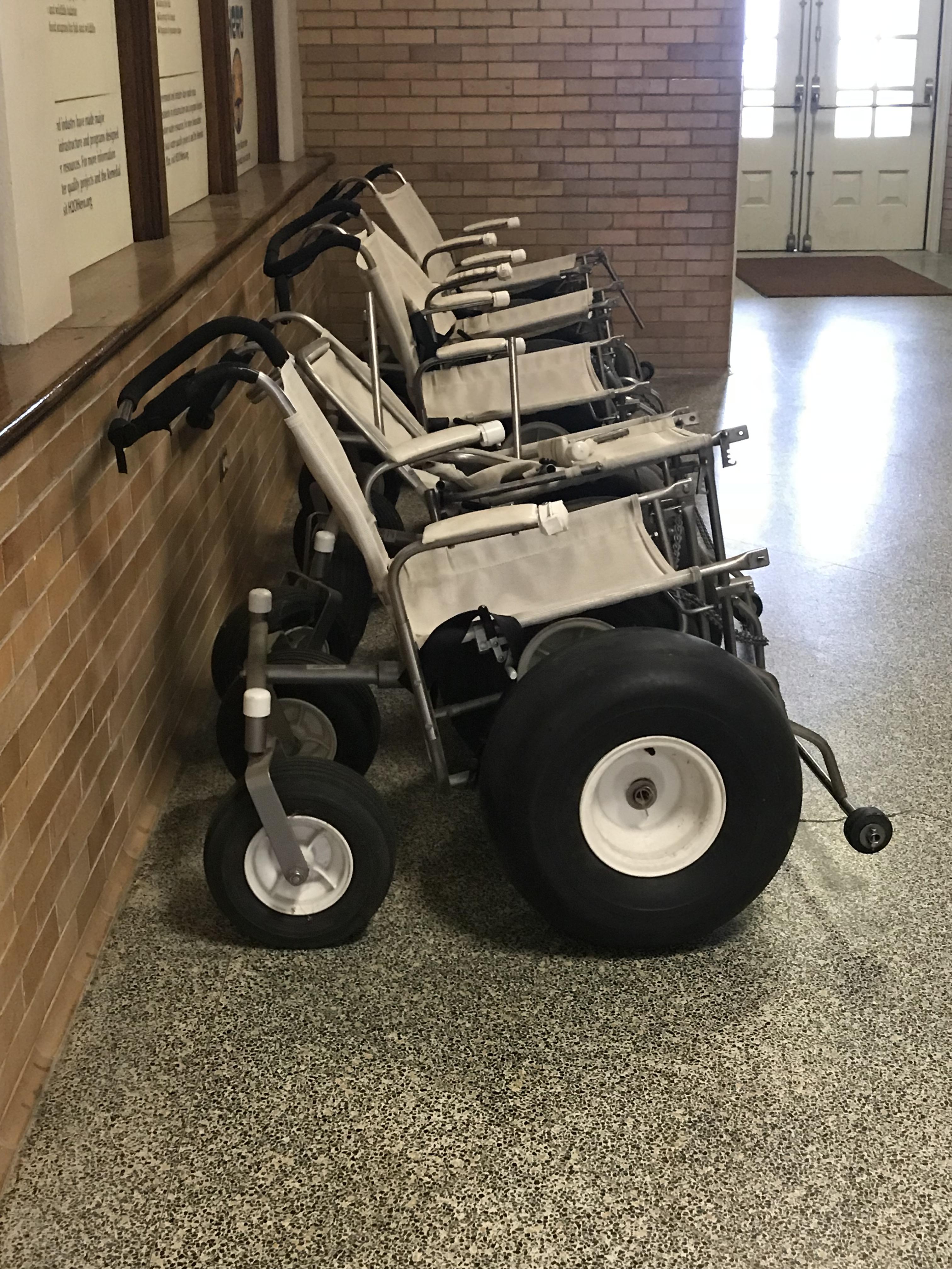 These beach wheelchairs I found in Rochester, NY. r/mildlyinteresting