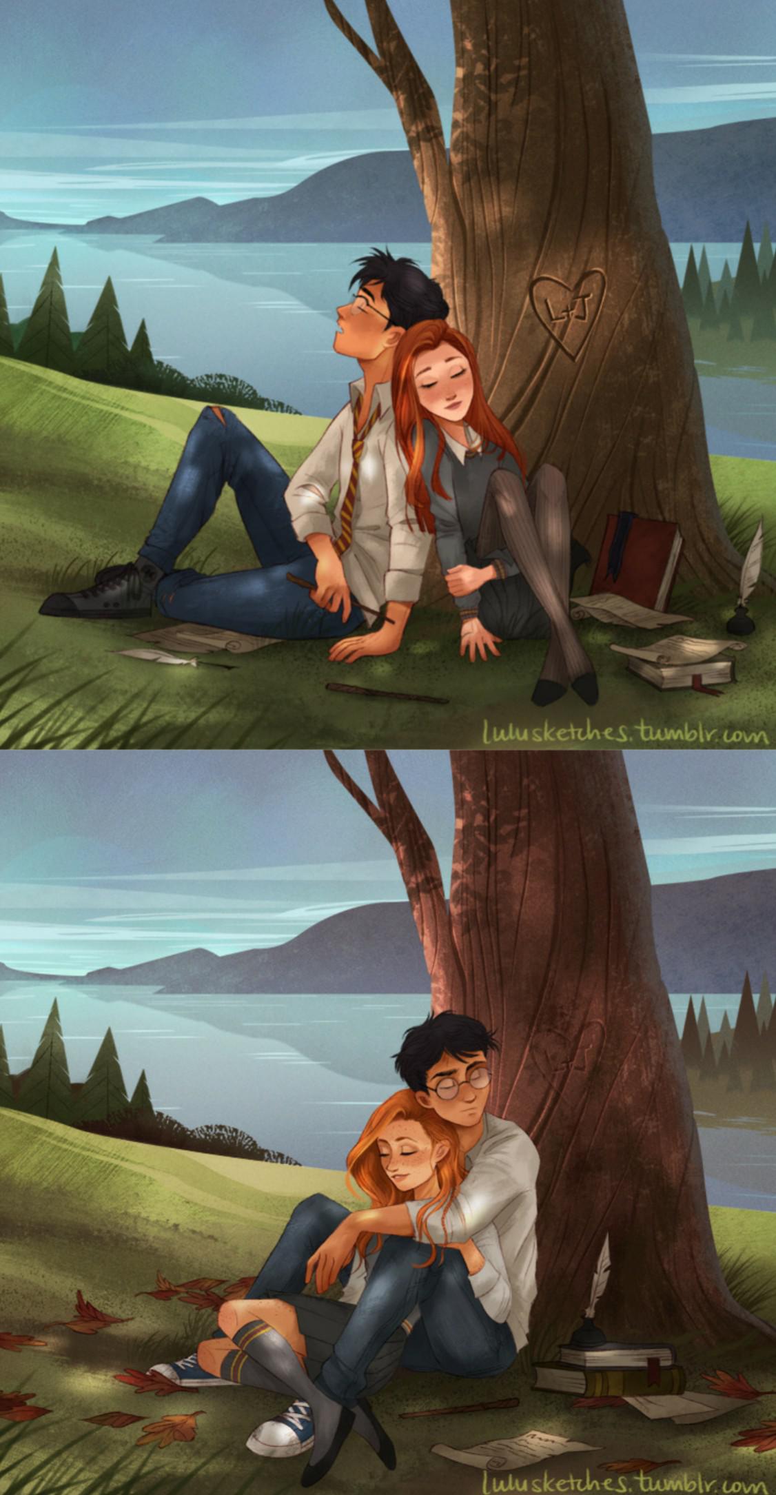Lily and James + Harry and Ginny by Lulusketches r/harrypotter
