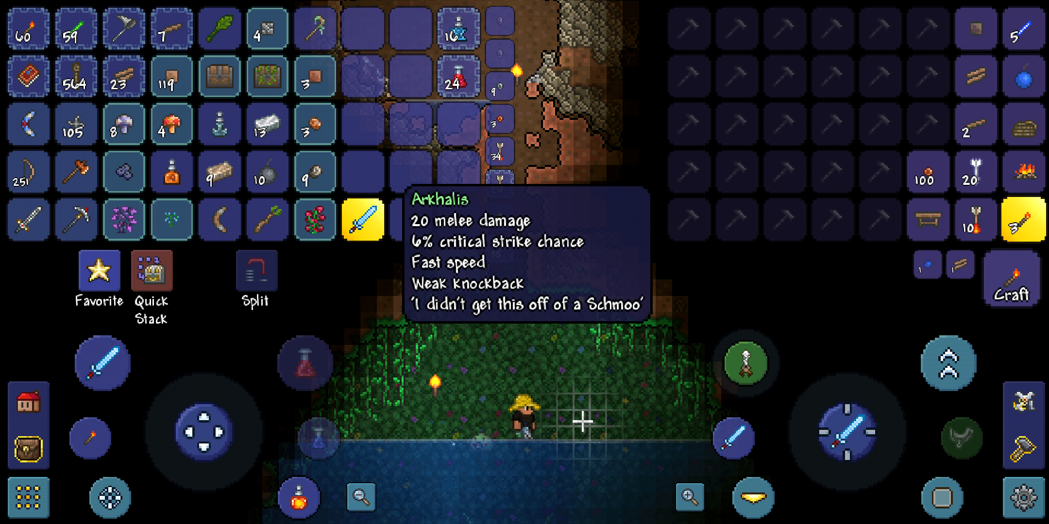 Dug down, found a slime that dropped the Slime Staff (!), then I got an
