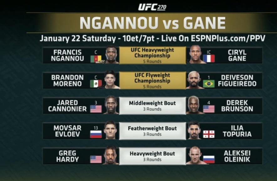 UFC 270 main card MMA