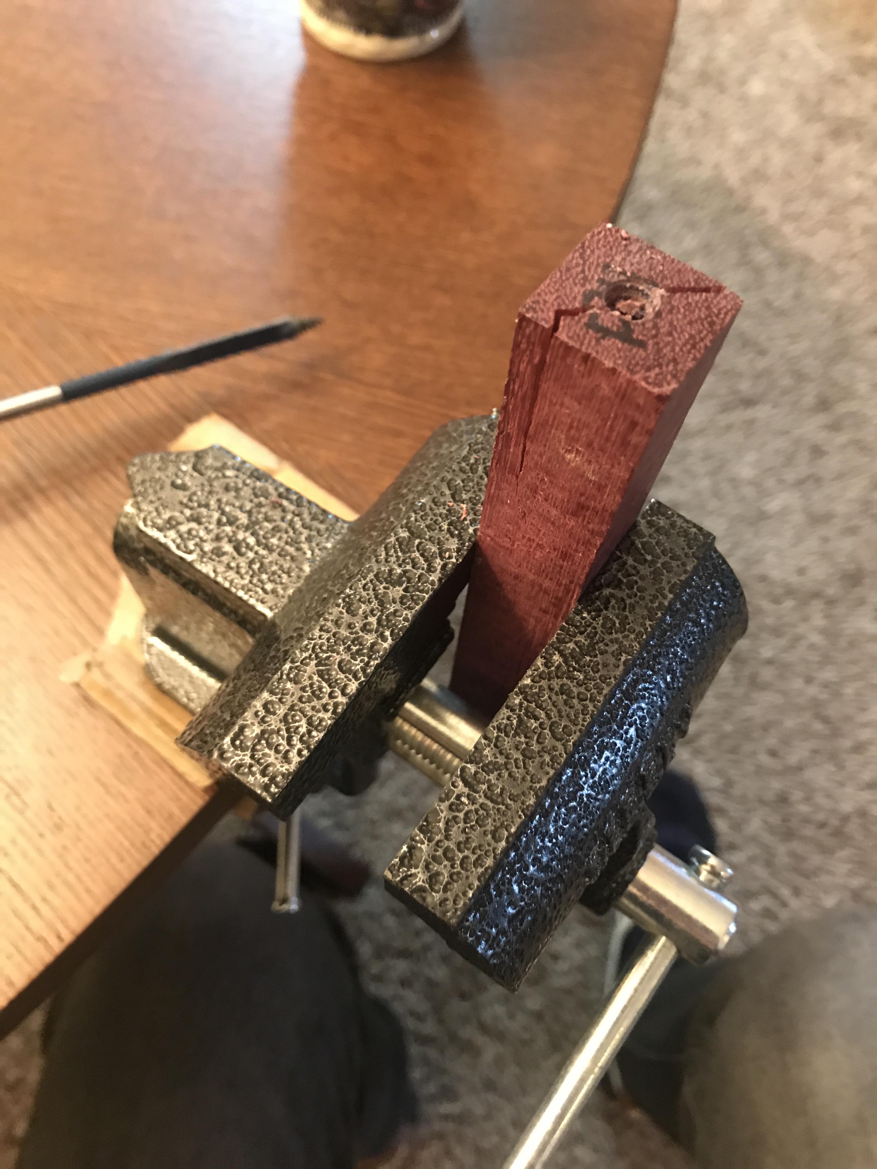 How do I drill through a blank like this without cracking it? r