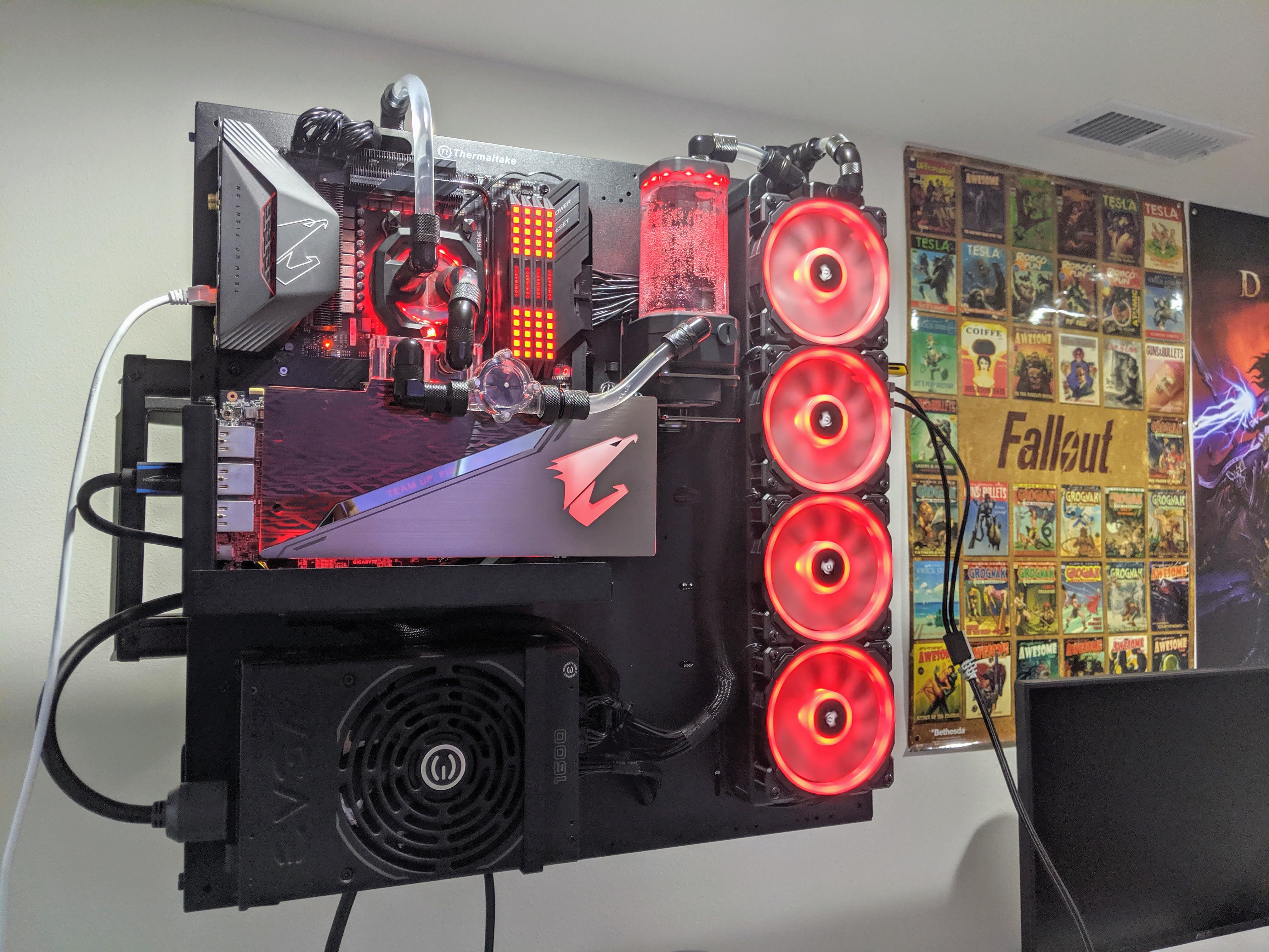 First loop complete (wall mounted, soft tubing, mostly Corsair) r