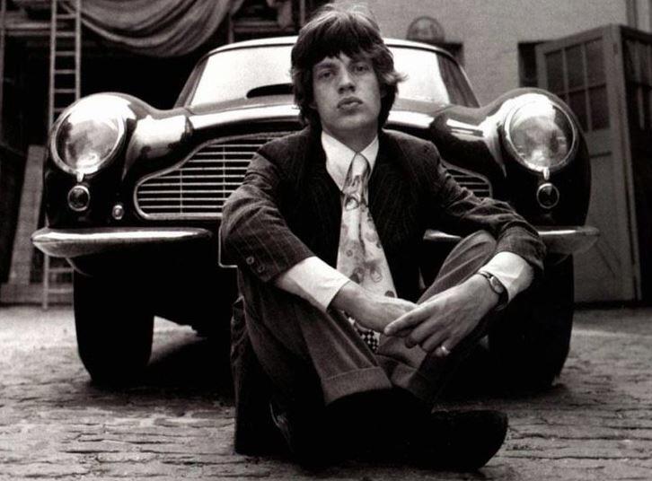 Mick Jagger and his Aston Martin, 1966. OldSchoolCool