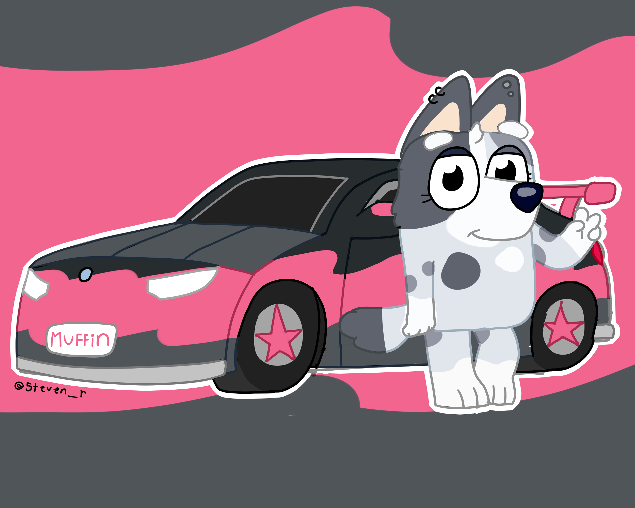 Muffin teenage with a new car r/bluey