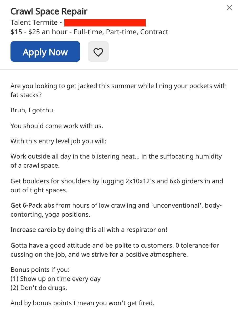 I was looking at job listings on Indeed, then I found this one r/memes