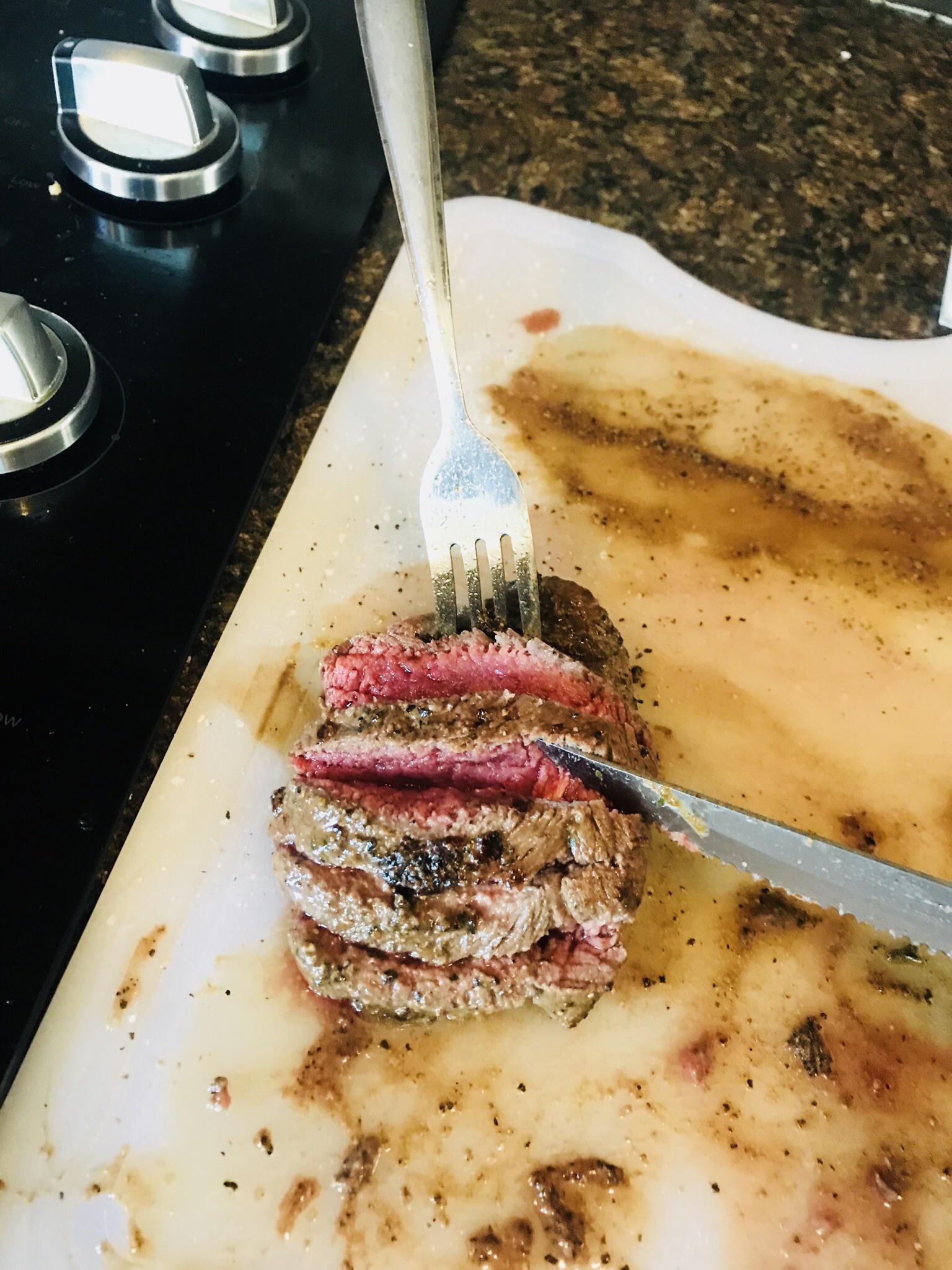 Had this mule deer in the freezer labeled as roast. Pan seared it in