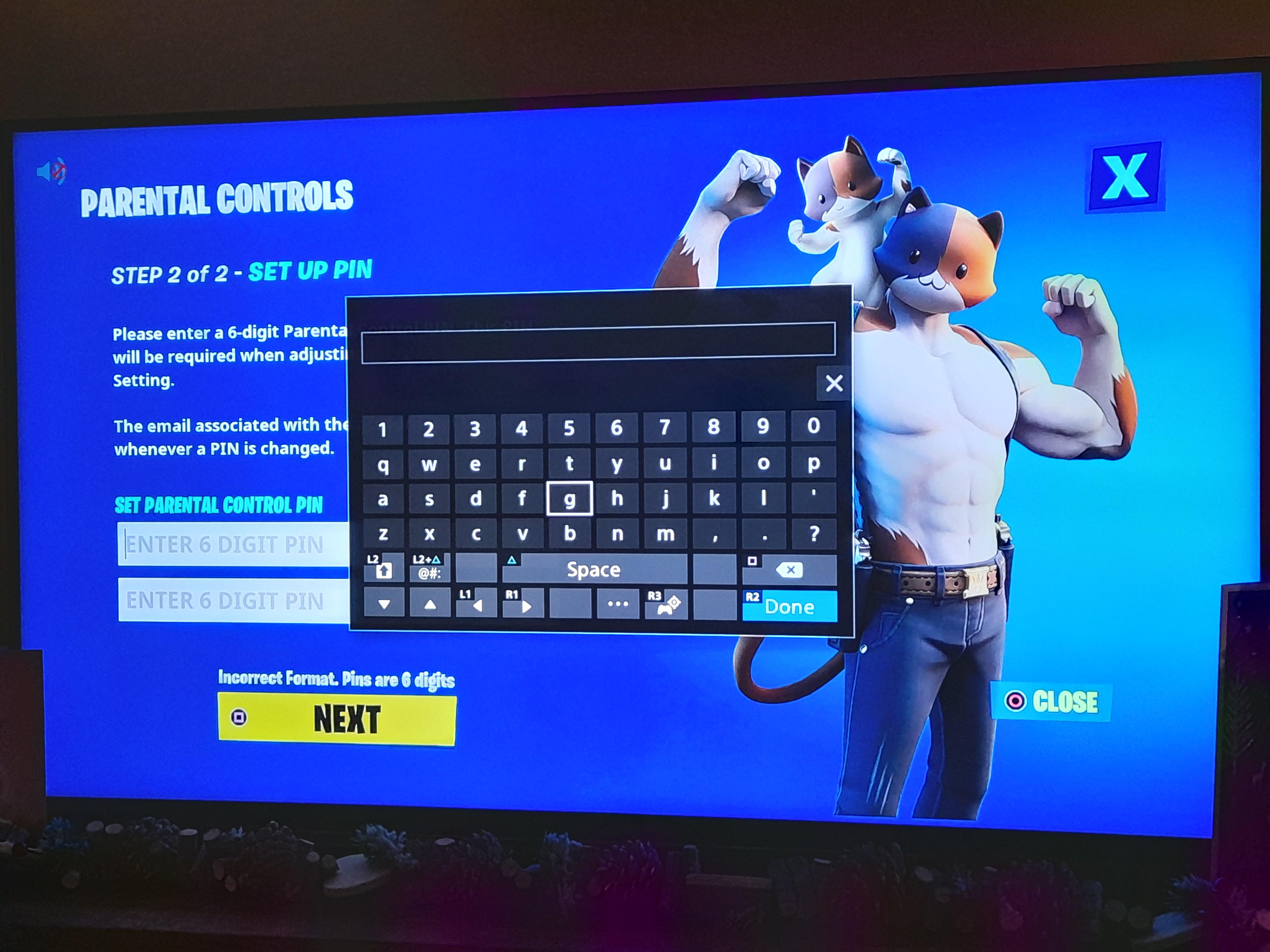 Can't enter PIN on PS4 Fortnite but controller still works. Does