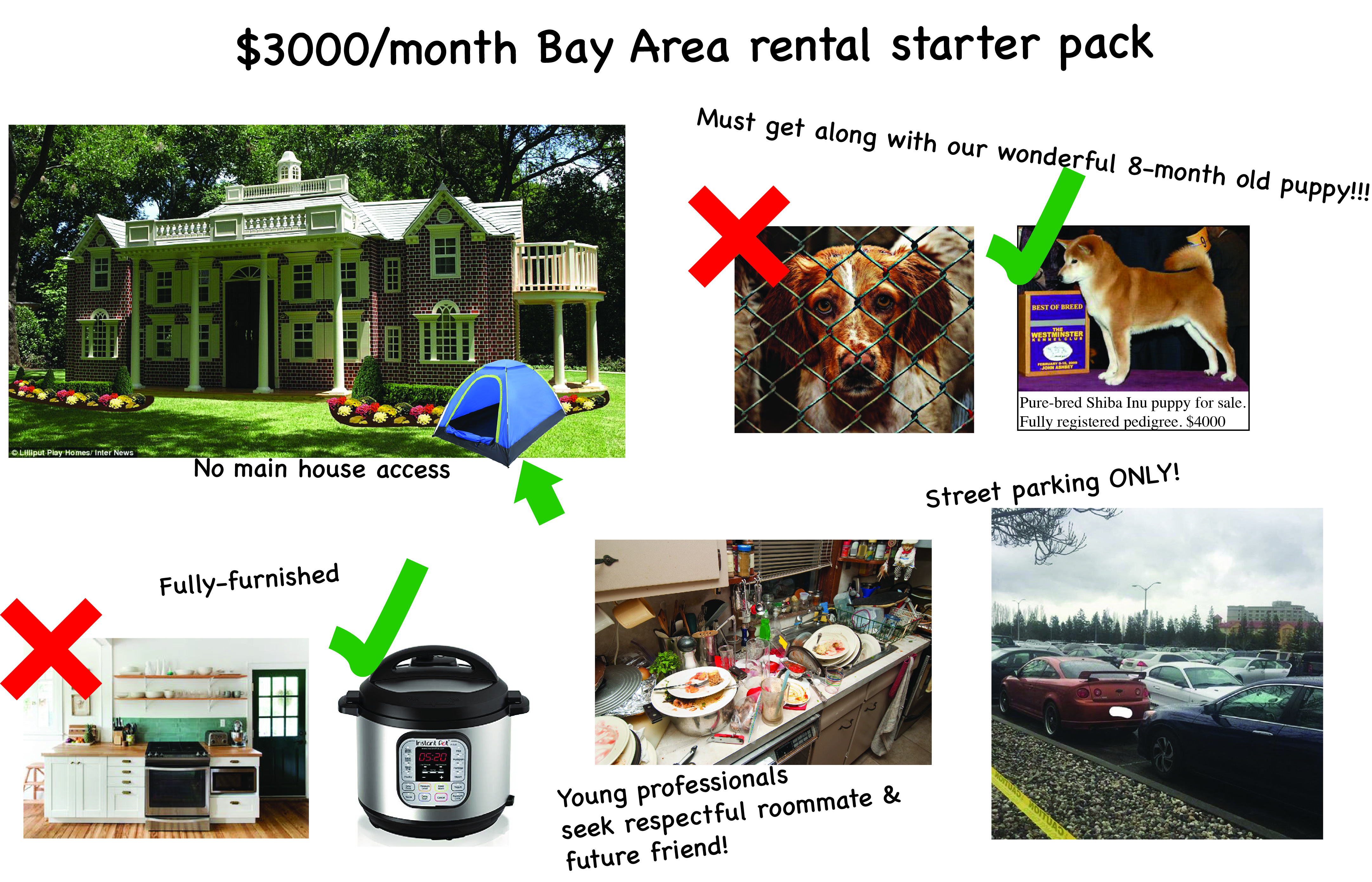 3000/month Bay Area rental starter pack r/starterpacks