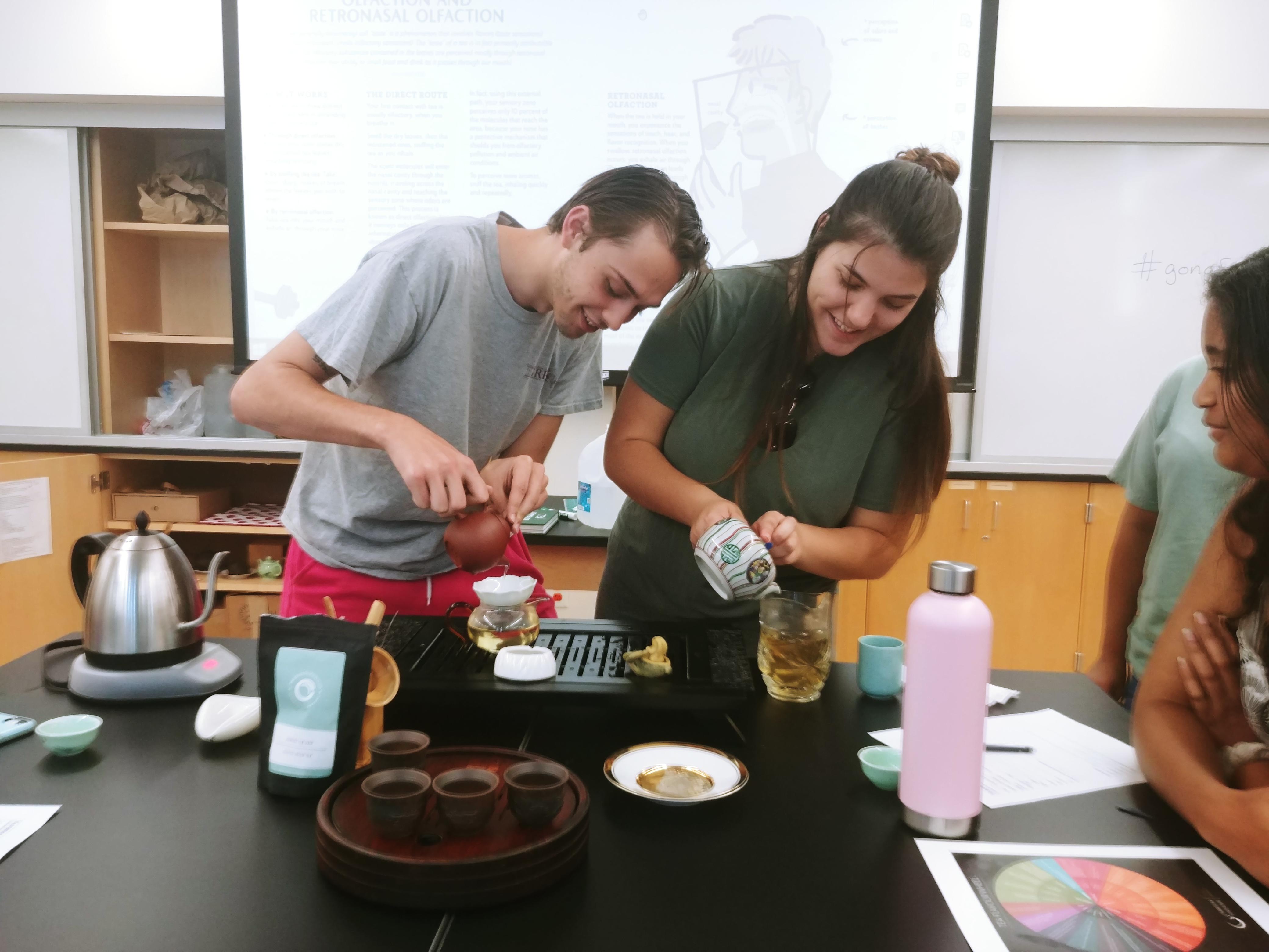 Tea class with my students teaching them gongfu brewing with a nice