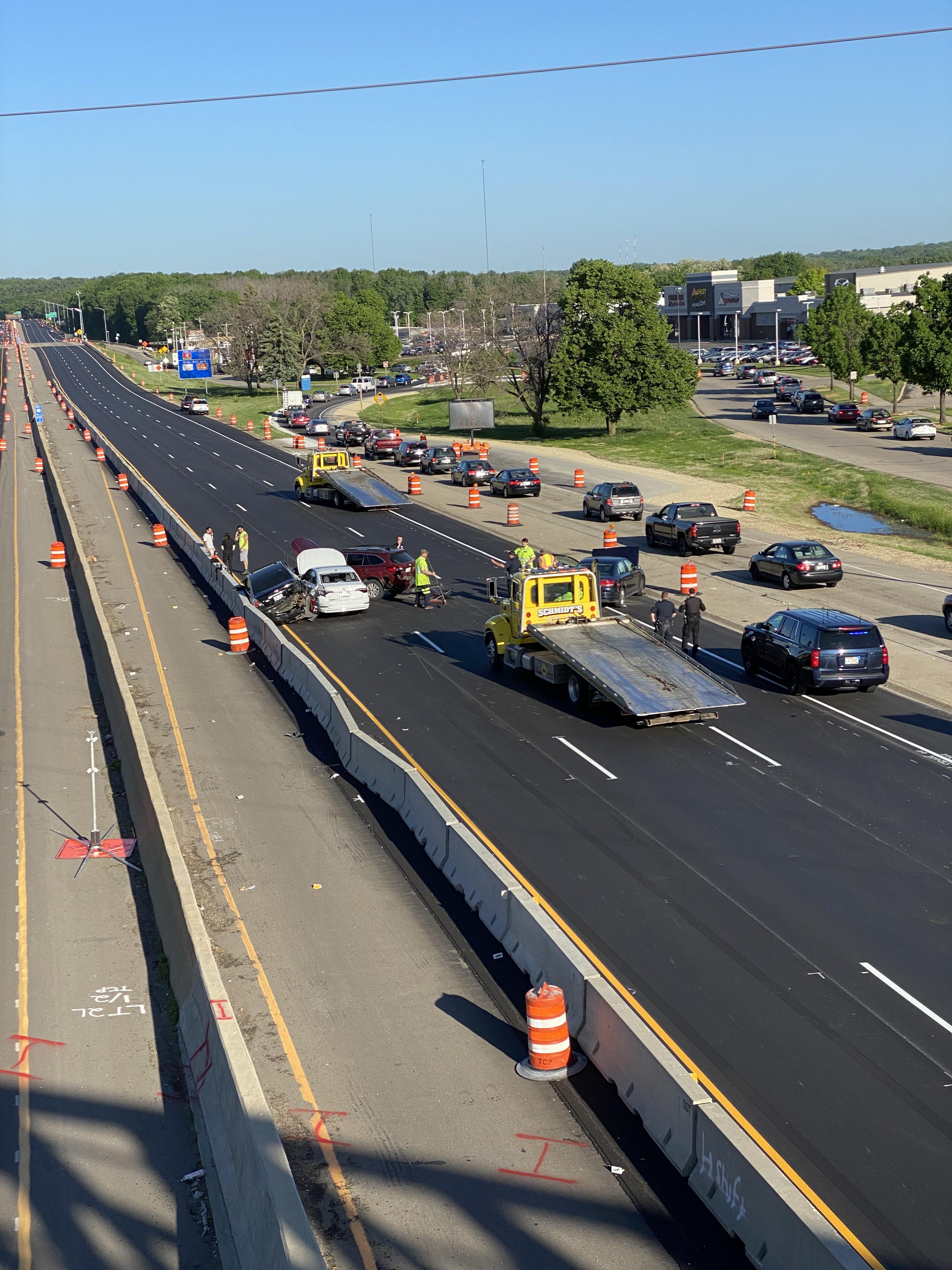 Crash on westbound Beltline at exit 259. Cars being directed onto W Beltline Frontage Rd. r