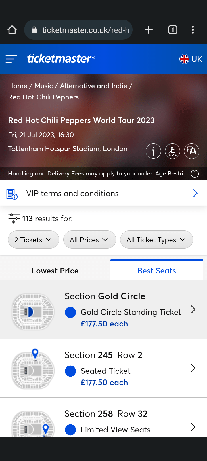 Golden Circle tickets are still available on Ticketmaster for London