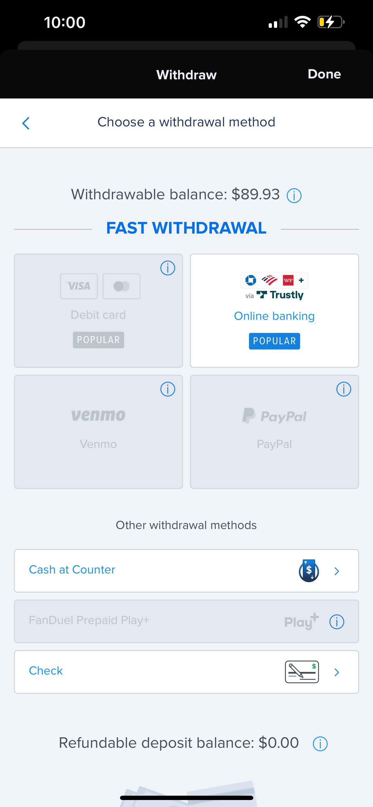 How do I withdrawal my money? r/fanduel