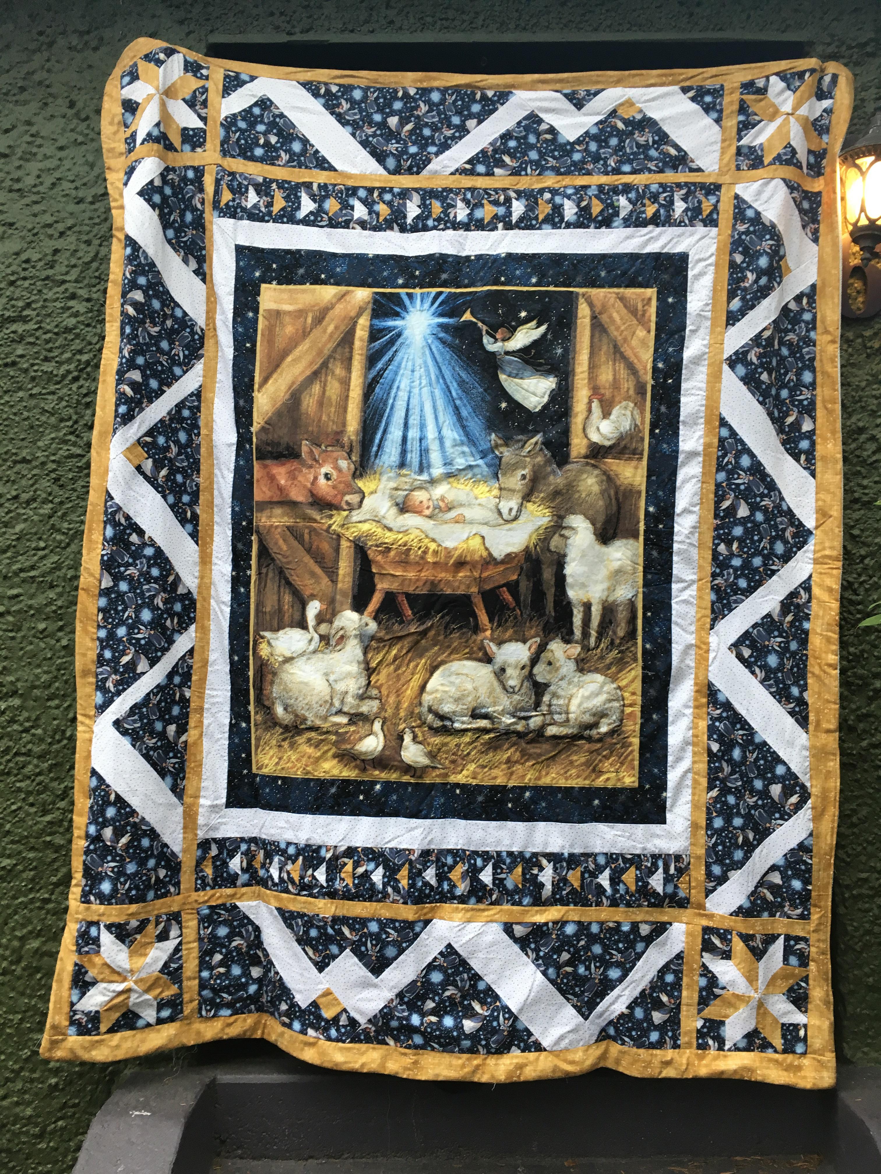 Finished my Nativity quilt for my mom! First ever quilt with actual