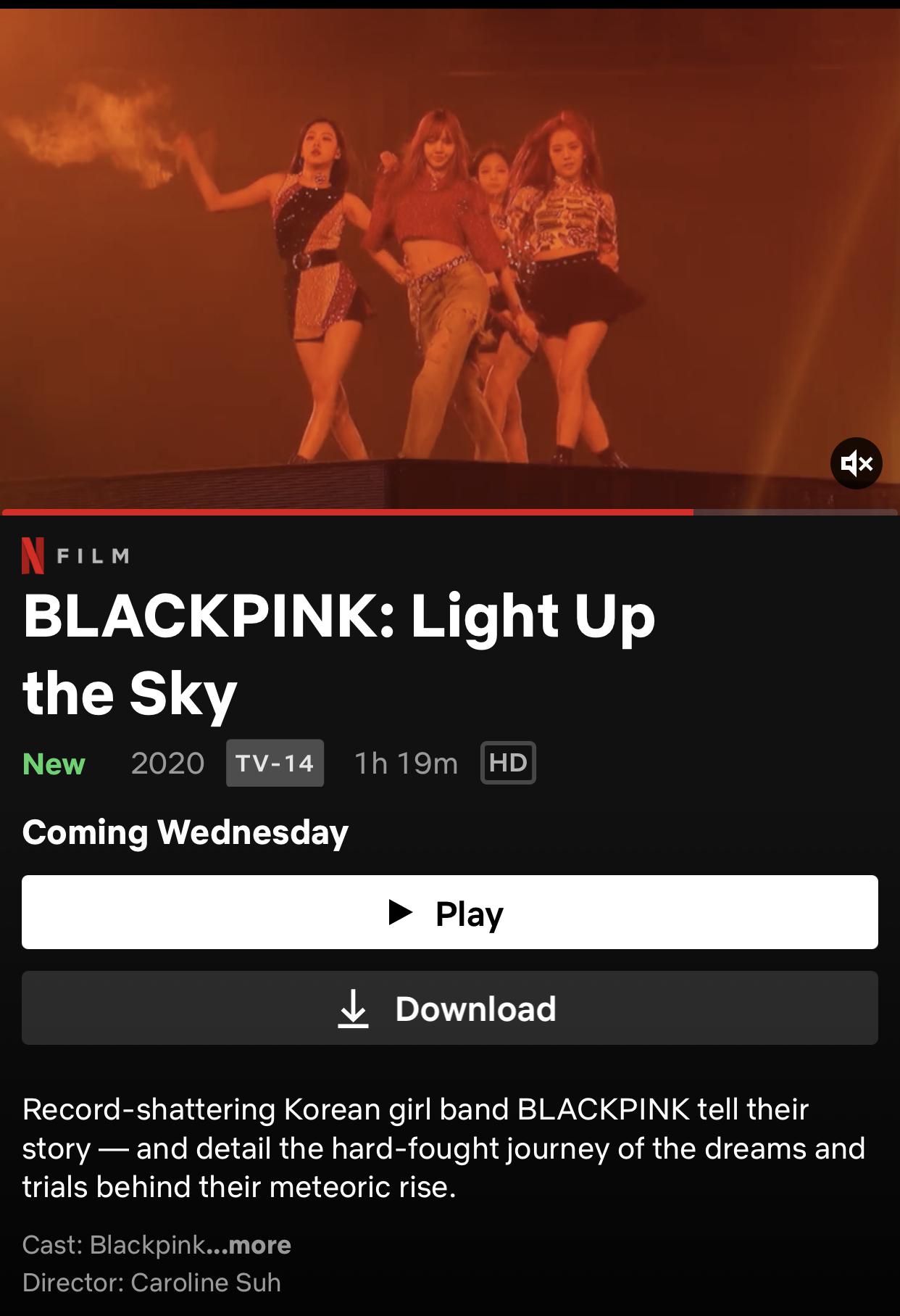 BLACKPINK Light Up the Sky Now available to stream on NETFLIX r/kpop