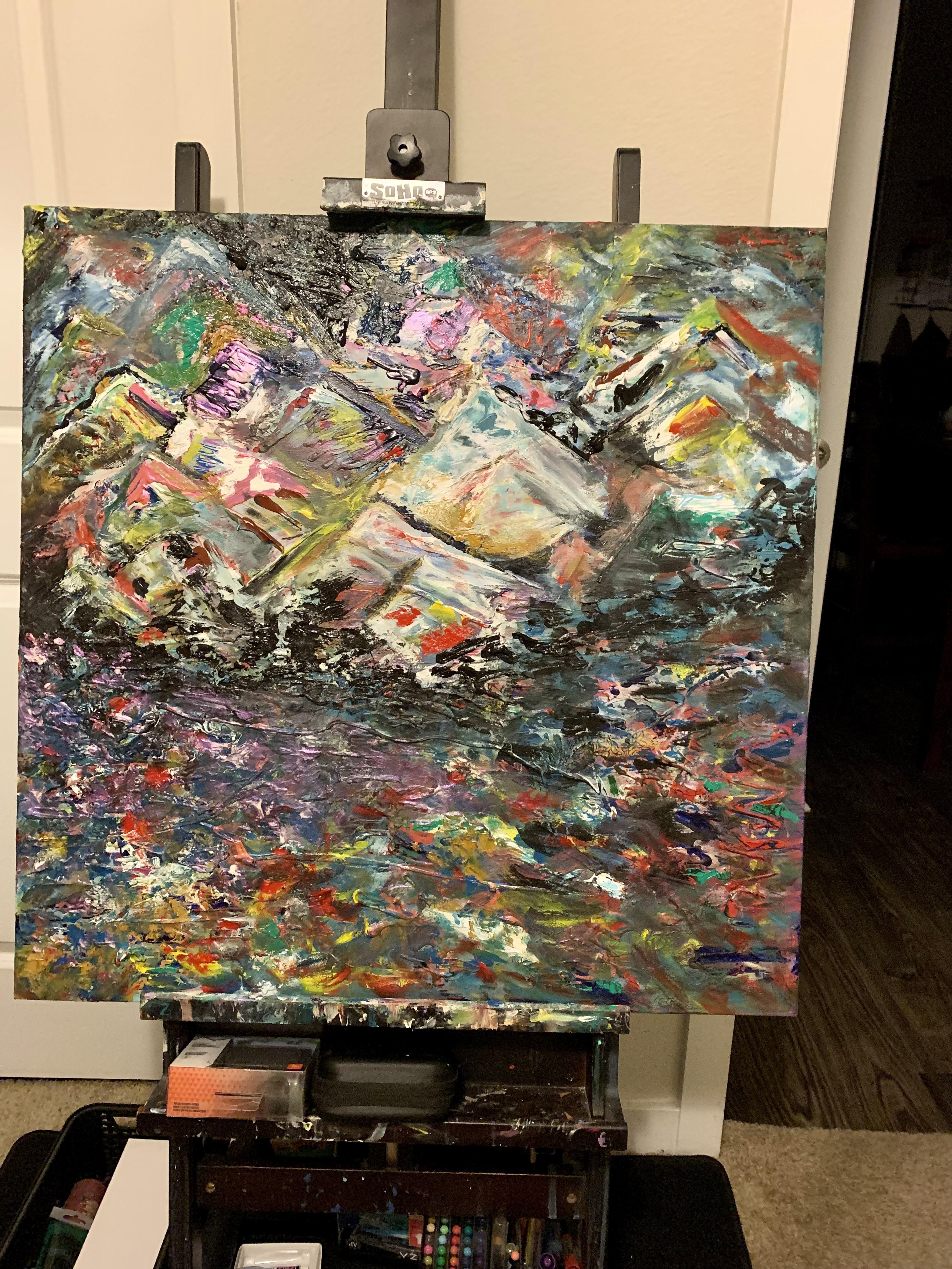 Sublime draft 5, me, water soluble oil paint, iridescent acrylic paint