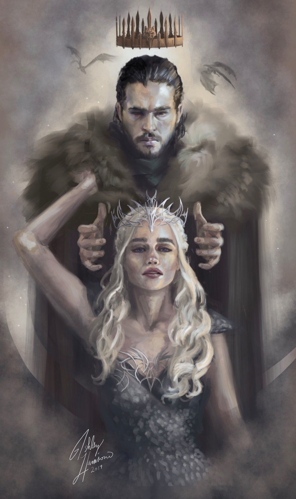 [SPOILERS] Jon Snow and Daenerys Targaryen by KublaiK r/gameofthrones
