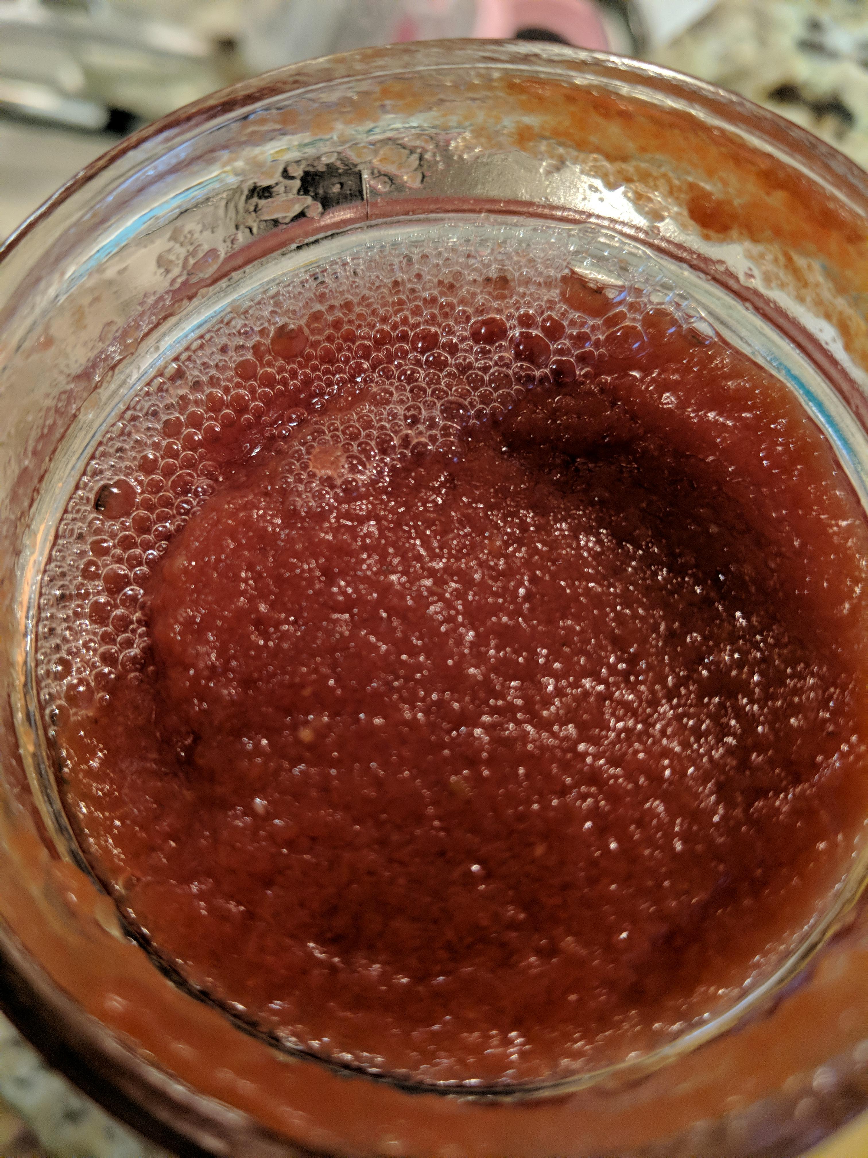 What are these tiny bubbles? Tomatoes pureed and canned September 2018