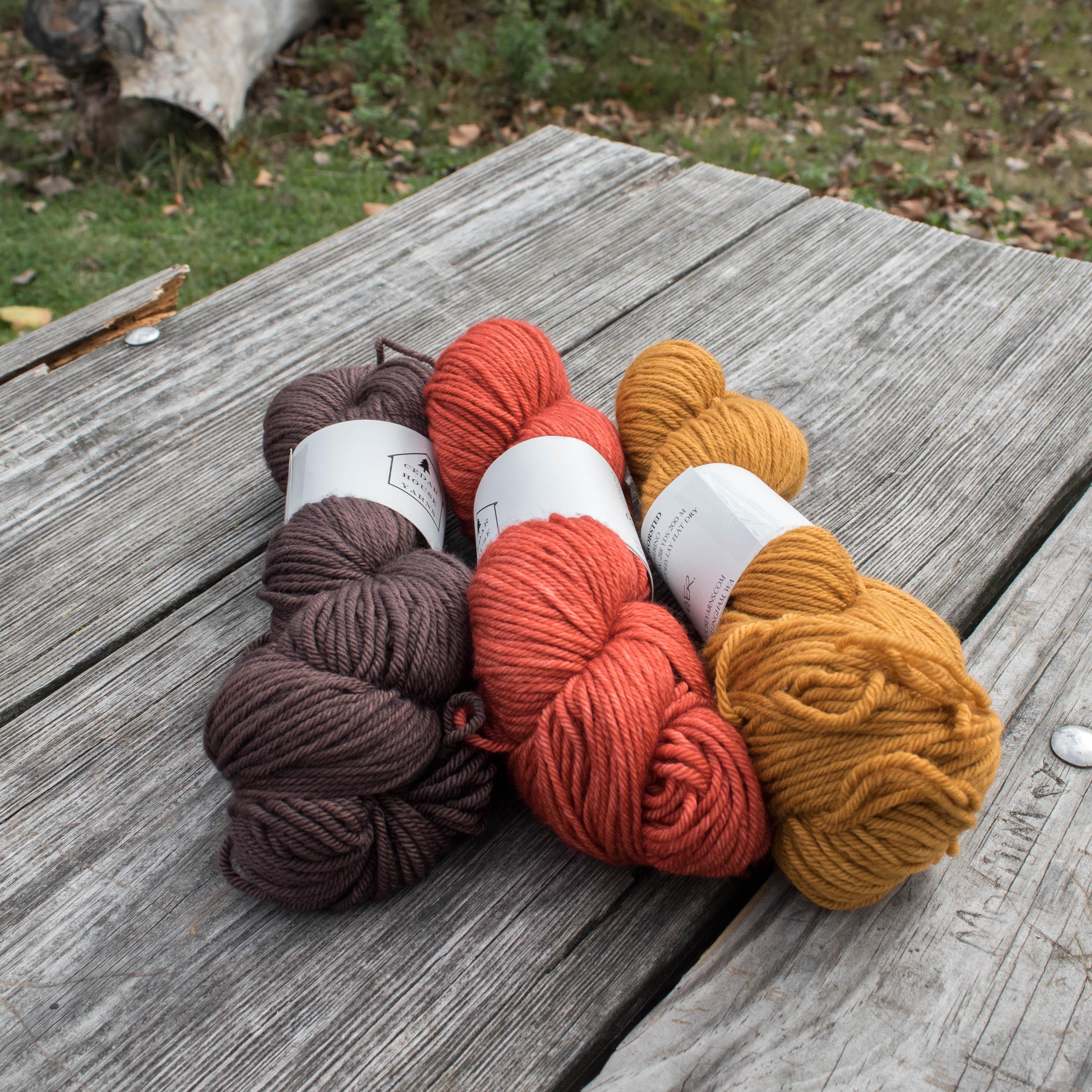 Perfect fall colors (Cedar House Yarns Old Growth Worsted, from