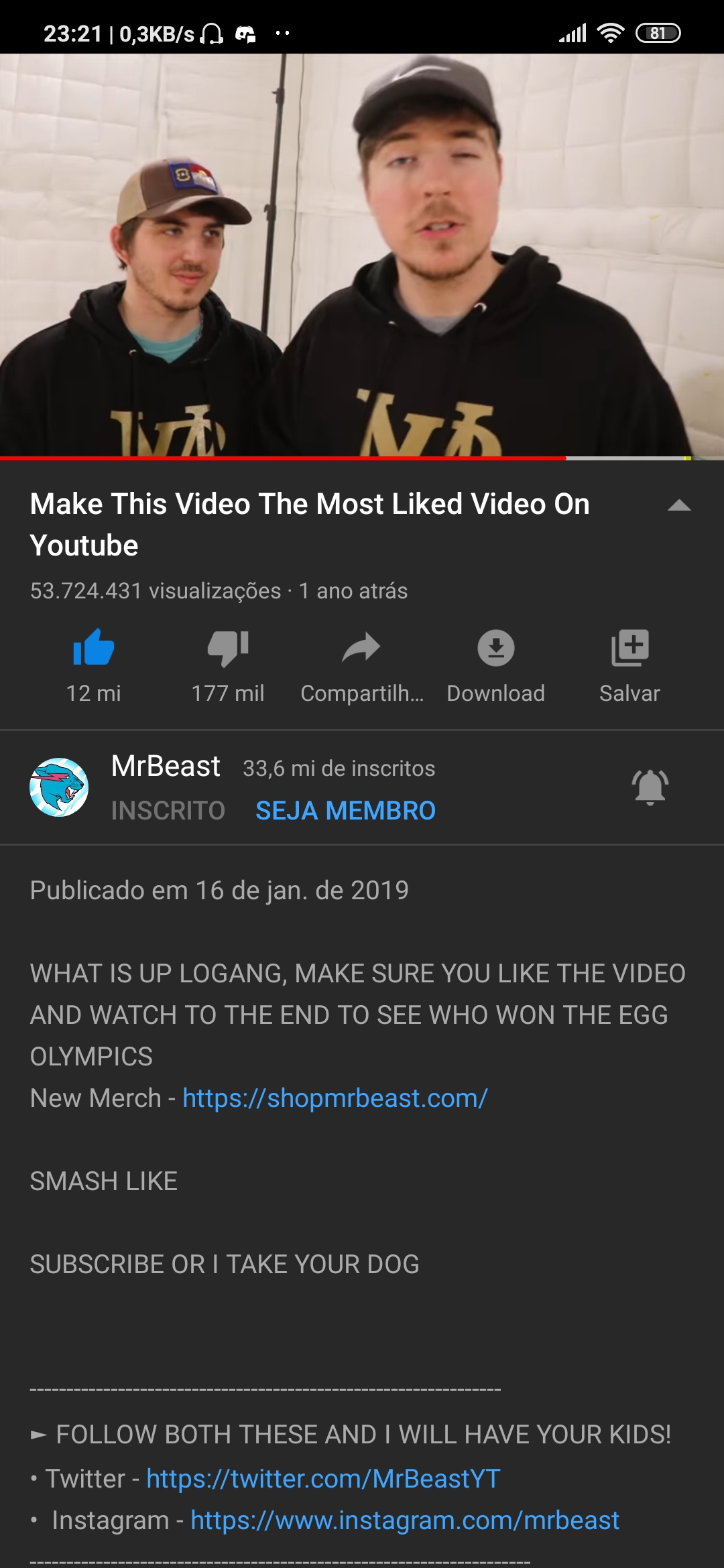 In this video at 1005 Chris said that if the video was the most liked