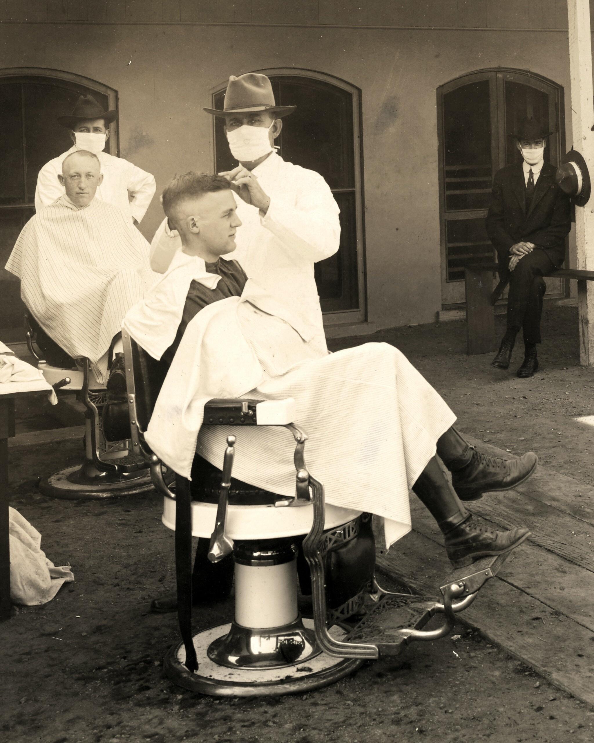 Open air barber shop during 19181919 flu pandemic Univ. of