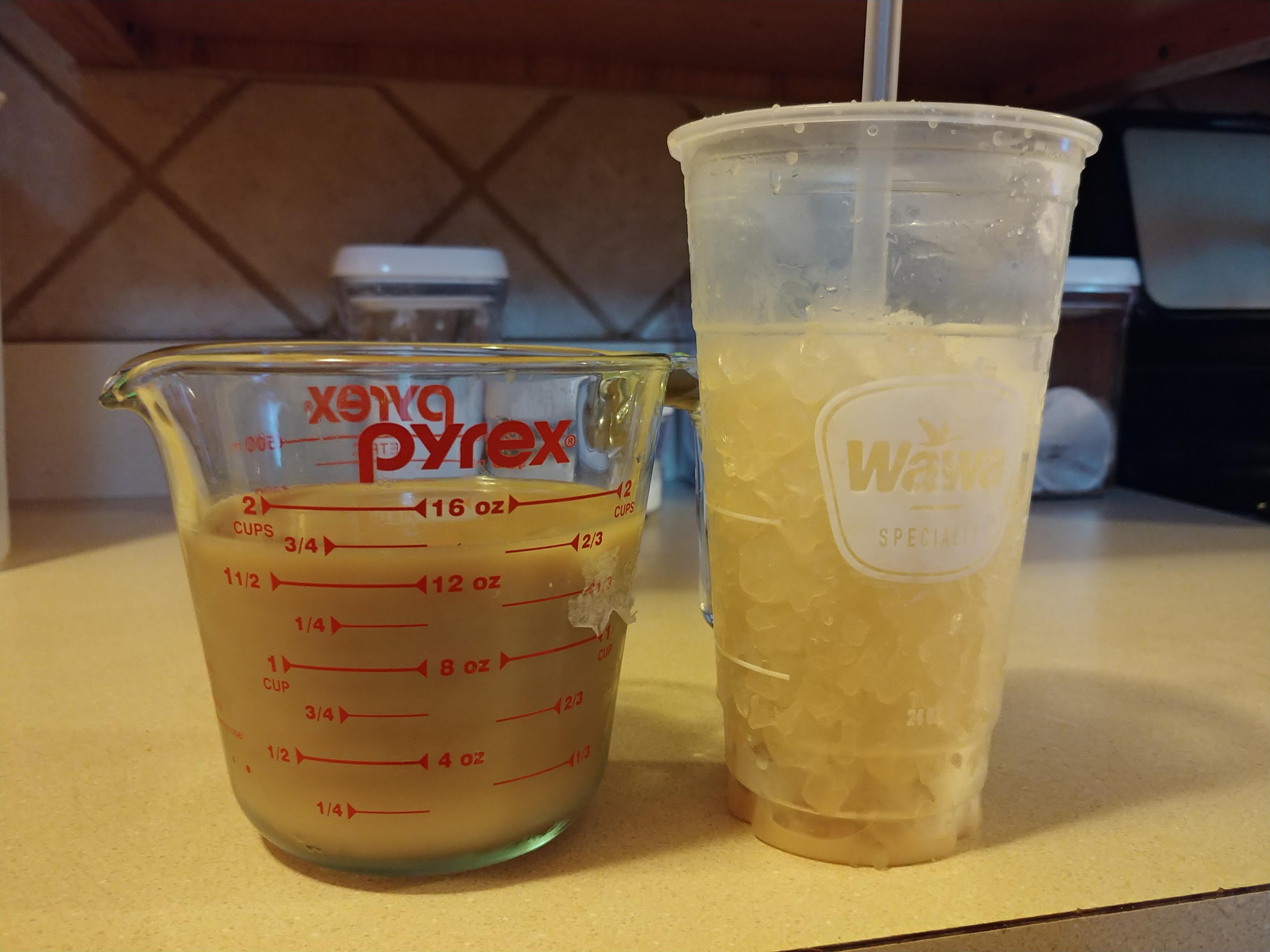 My "24 oz" iced chai from Wawa has over 10 oz of ice. r/mildlyinfuriating