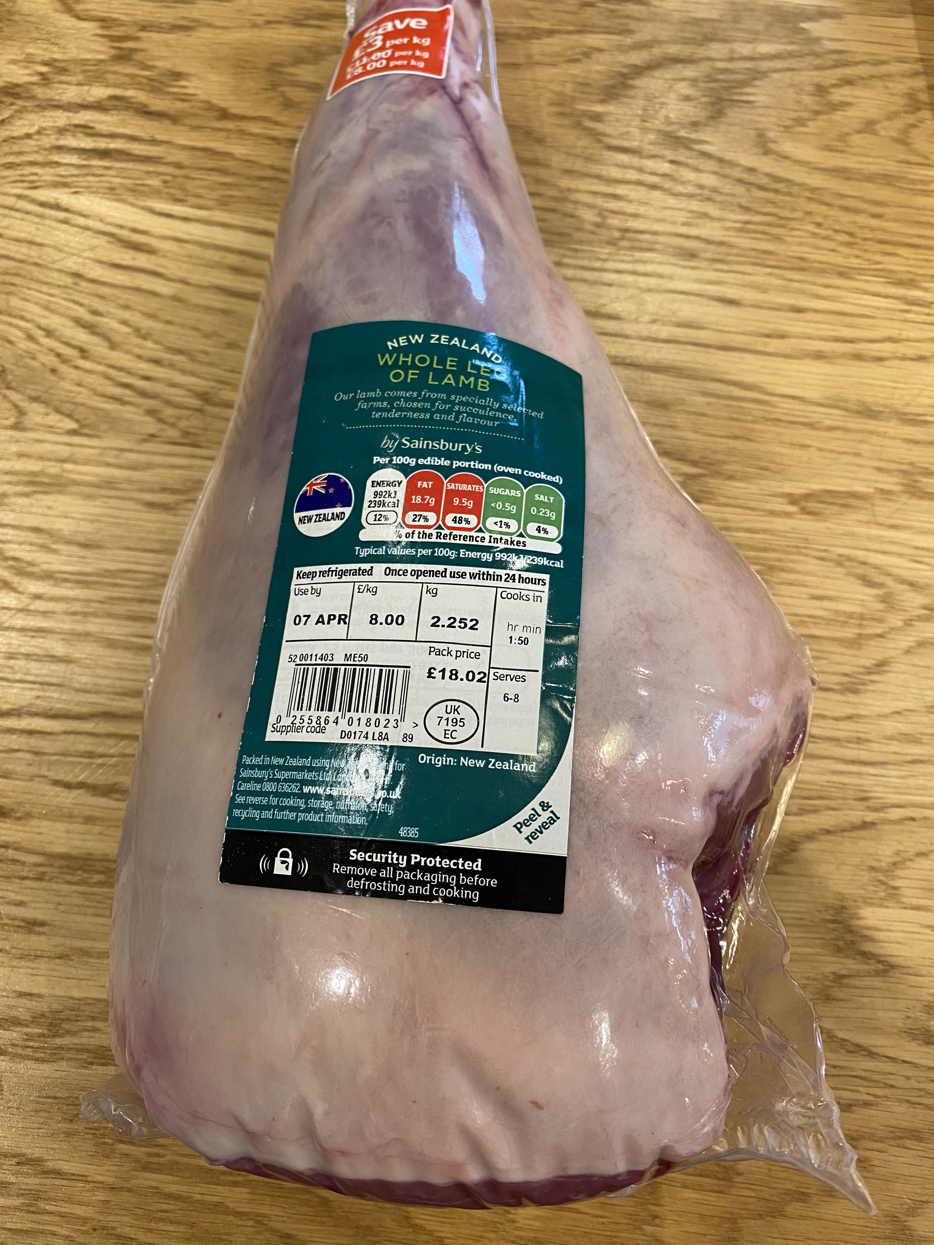 PAK'n SAVE Thames NZ Lamb Leg Roast (Bone In) Per Kg