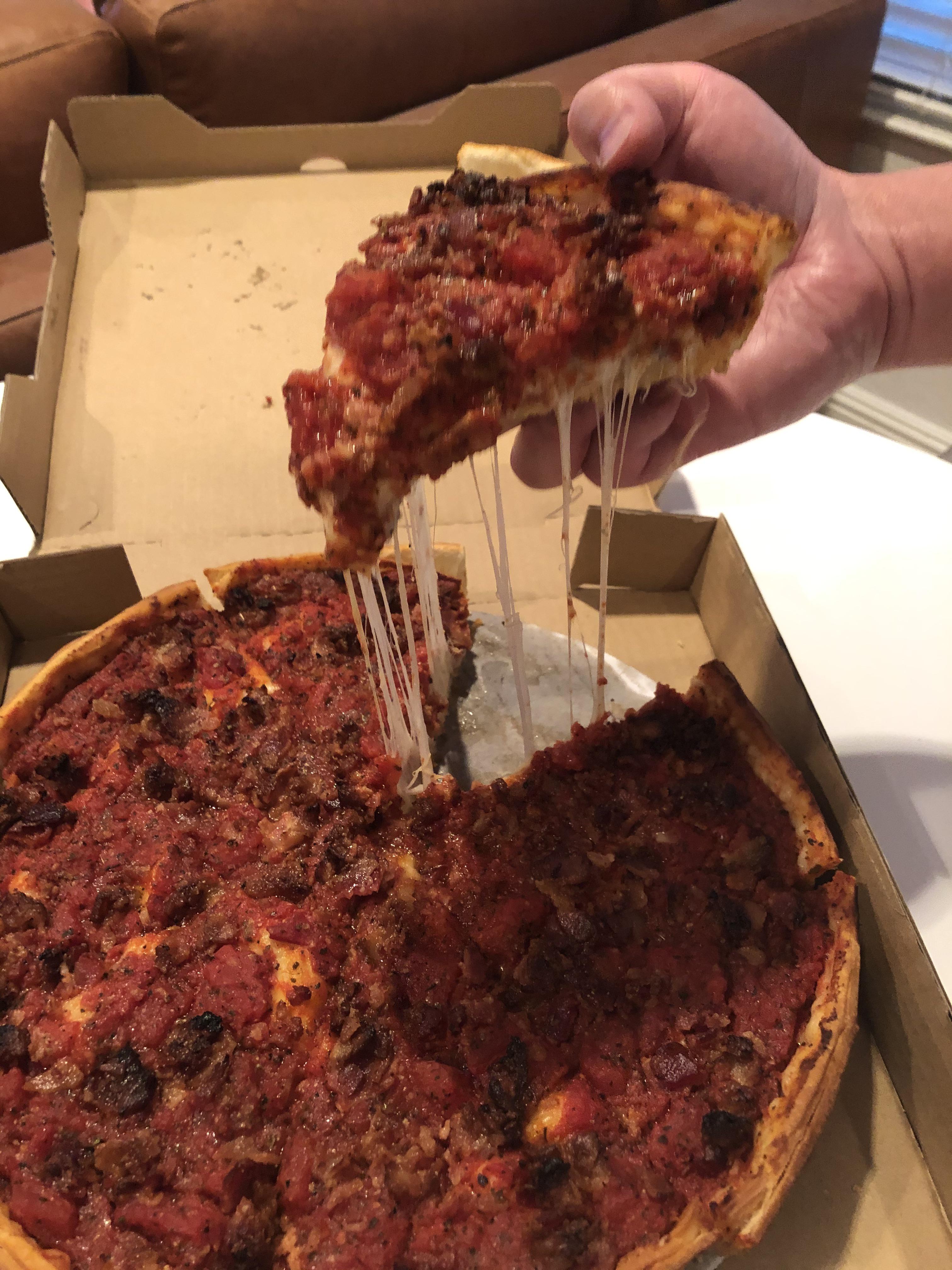 [I ate] Meat lovers deep dish stuffed cheese pizza r/food