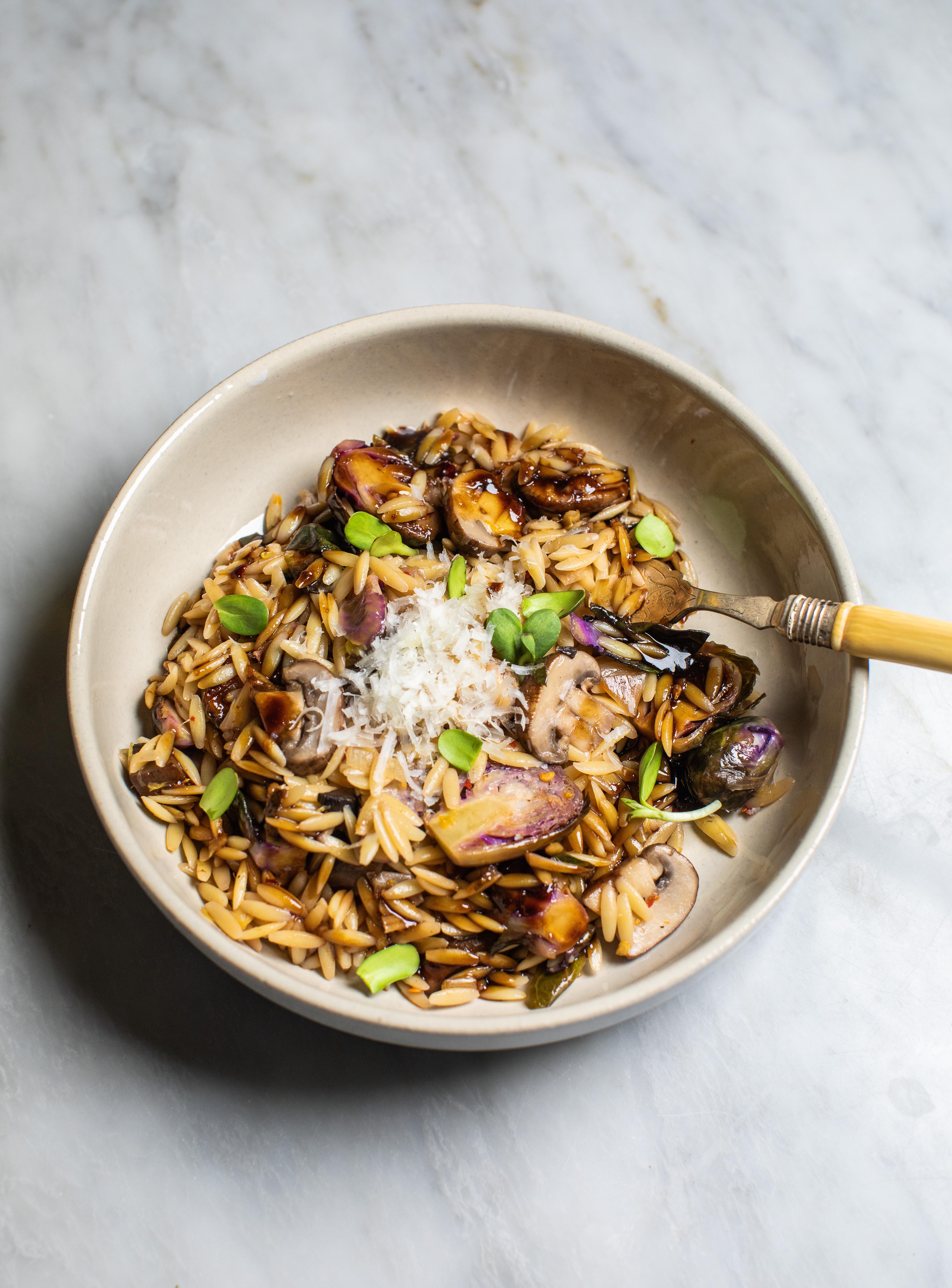 Balsamic Orzo with Mushrooms r/recipes