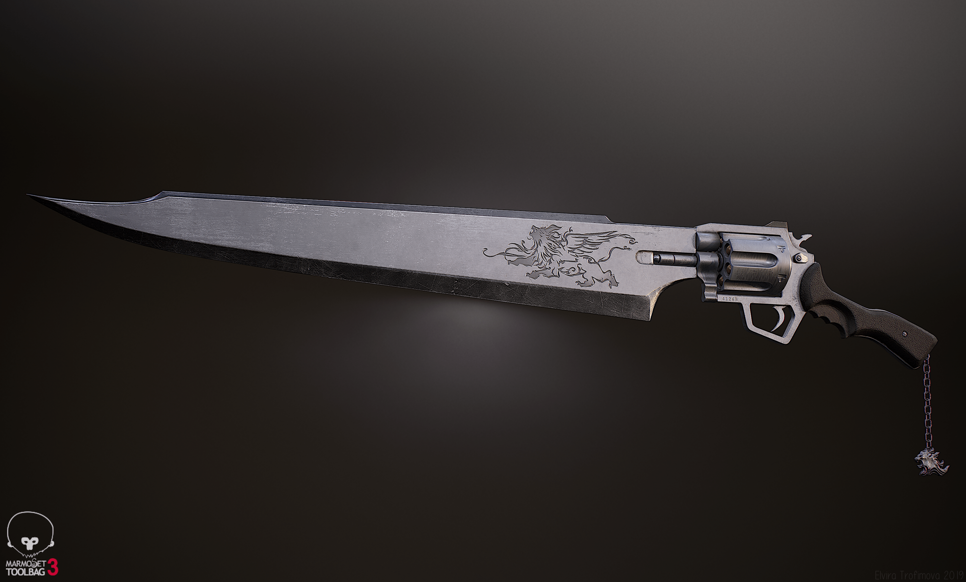 Modeled Squall's Gunblade for my Props and Weapons class (Xpost from r