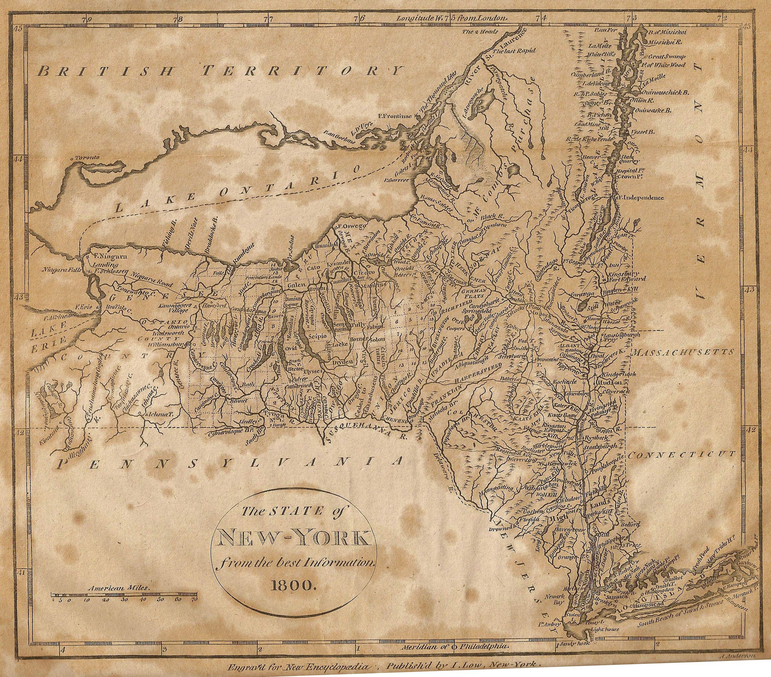 1800 map of New York from Low's Encyclopaedia. r/MapPorn