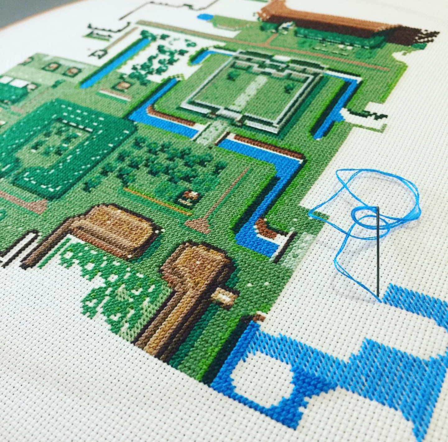 [WIP] This Zelda stitch has veen taking me months. Powering through tho