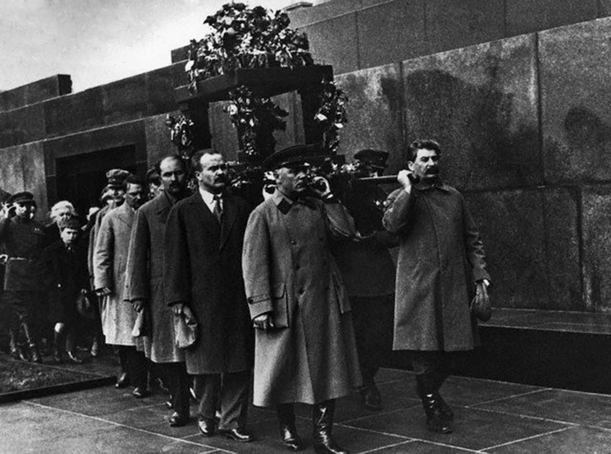 Vladimir Lenin’s funeral procession with Joseph Stalin as the Chief Mourner January 1924