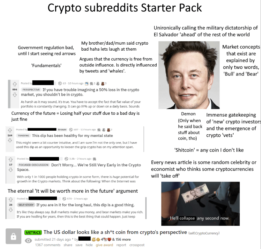 Crypto Subreddits Starter Pack Buttcoin