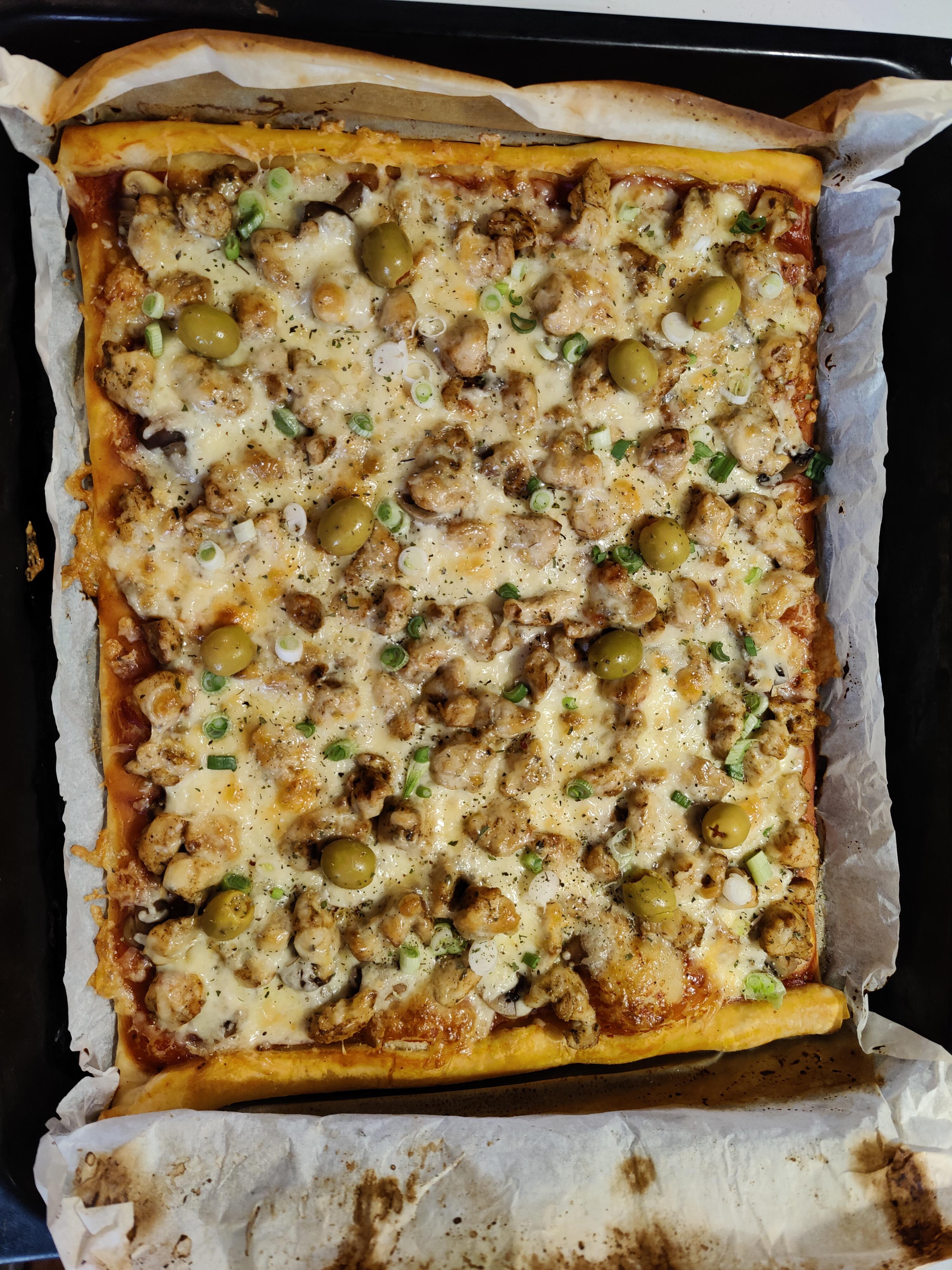 turkey porcini pizza with spring onions r/Pizza