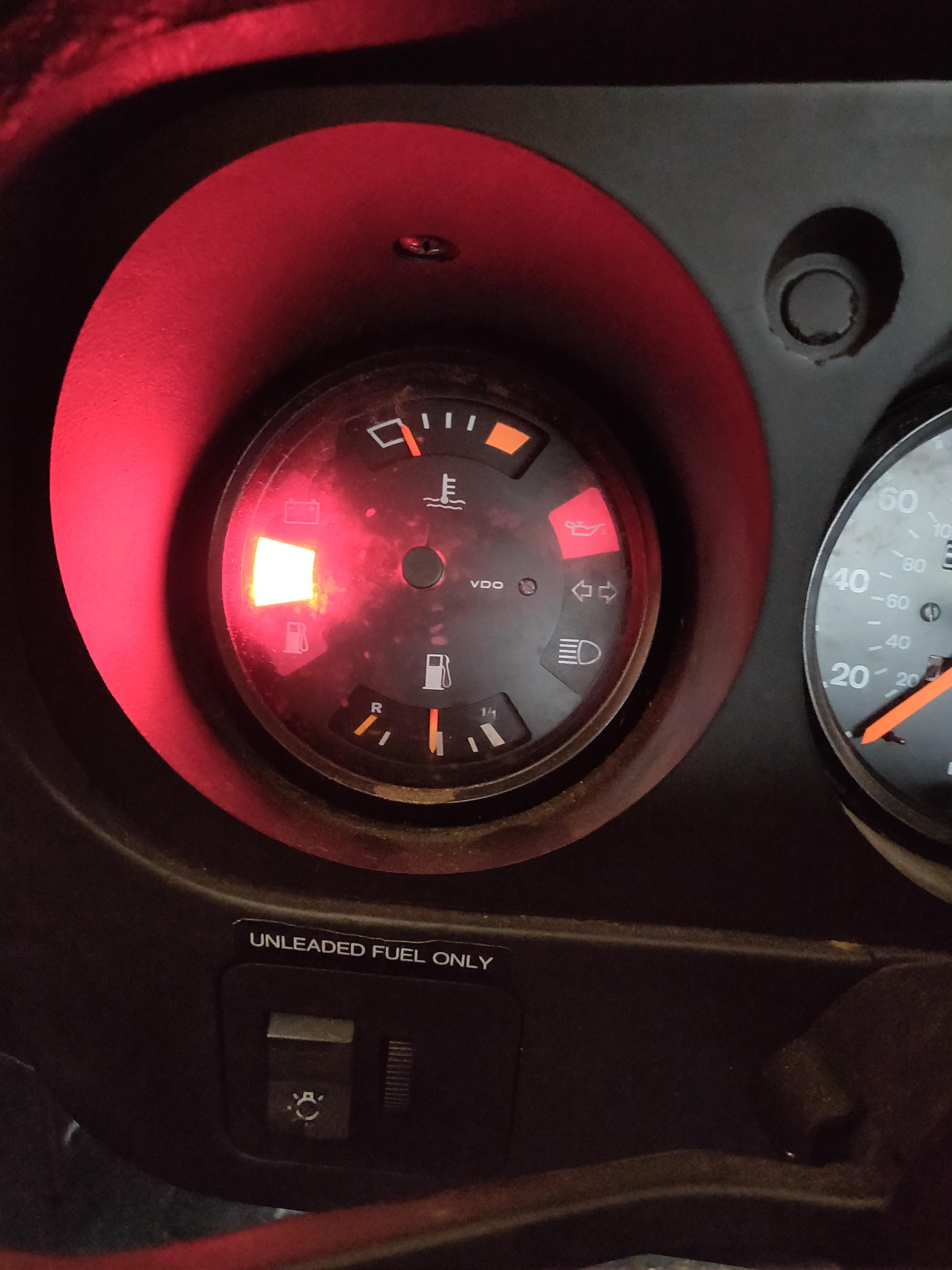 The Gage is reading good oil pressure, but this light isn't agreeing