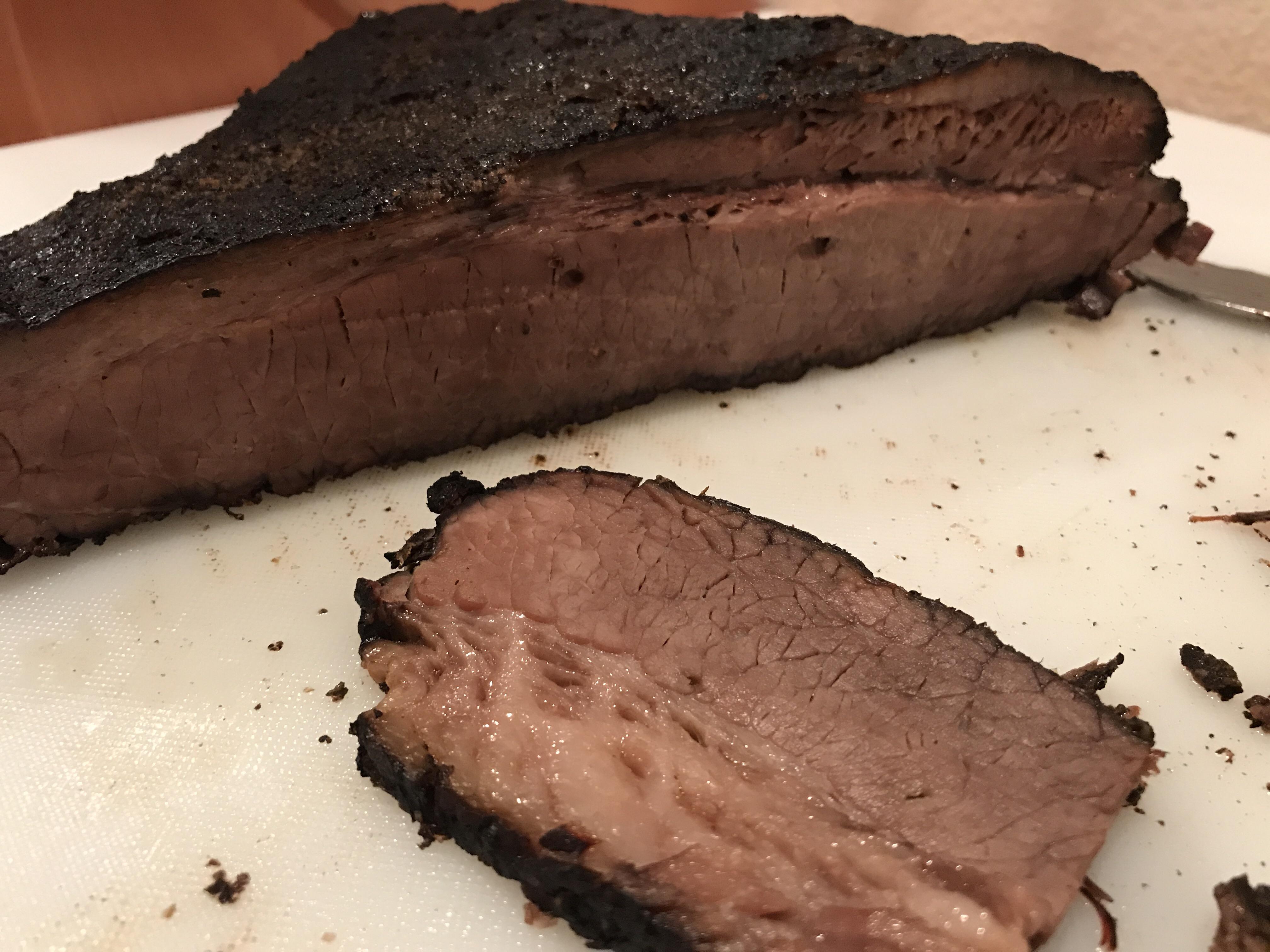 First brisket in the bag. Turned out pretty good by the consensus of the family. A few tweaks to