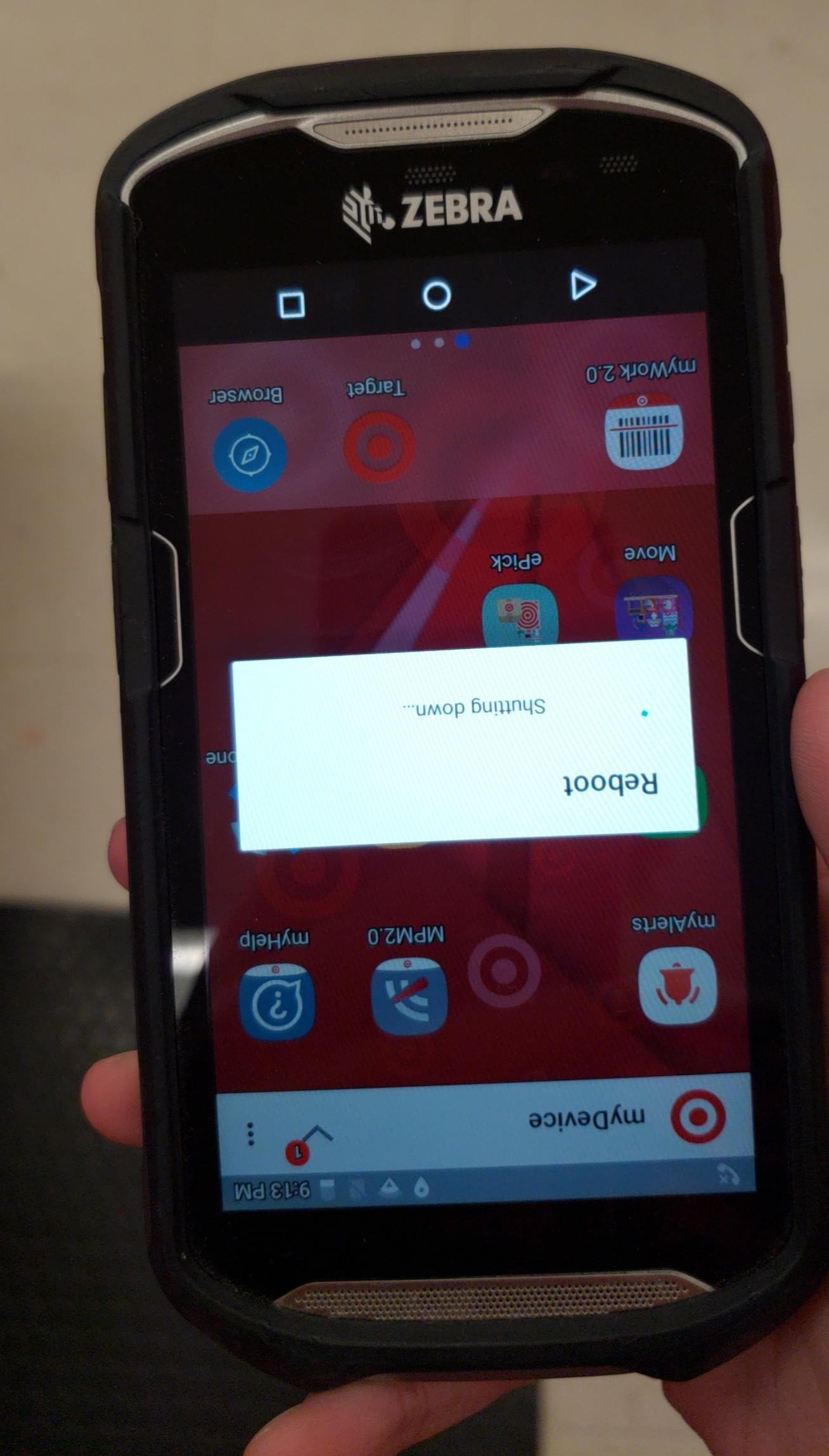 My Zebra rebooted upside down during my shift yesterday. r/Target